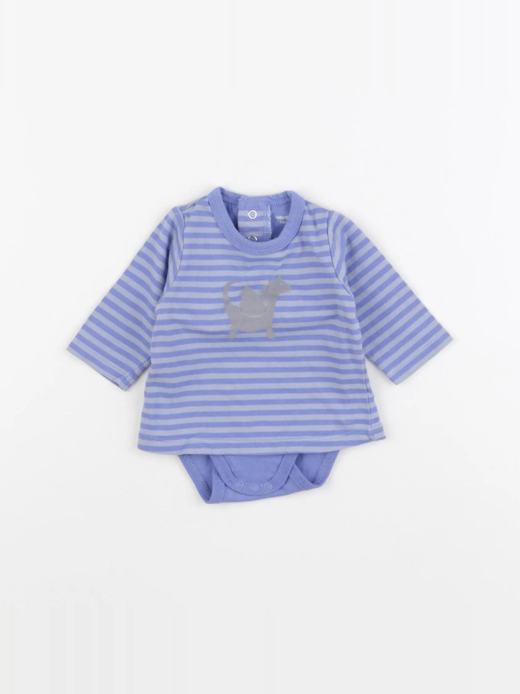 Vertbaudet - body tee-shirt bleu - 1 mois