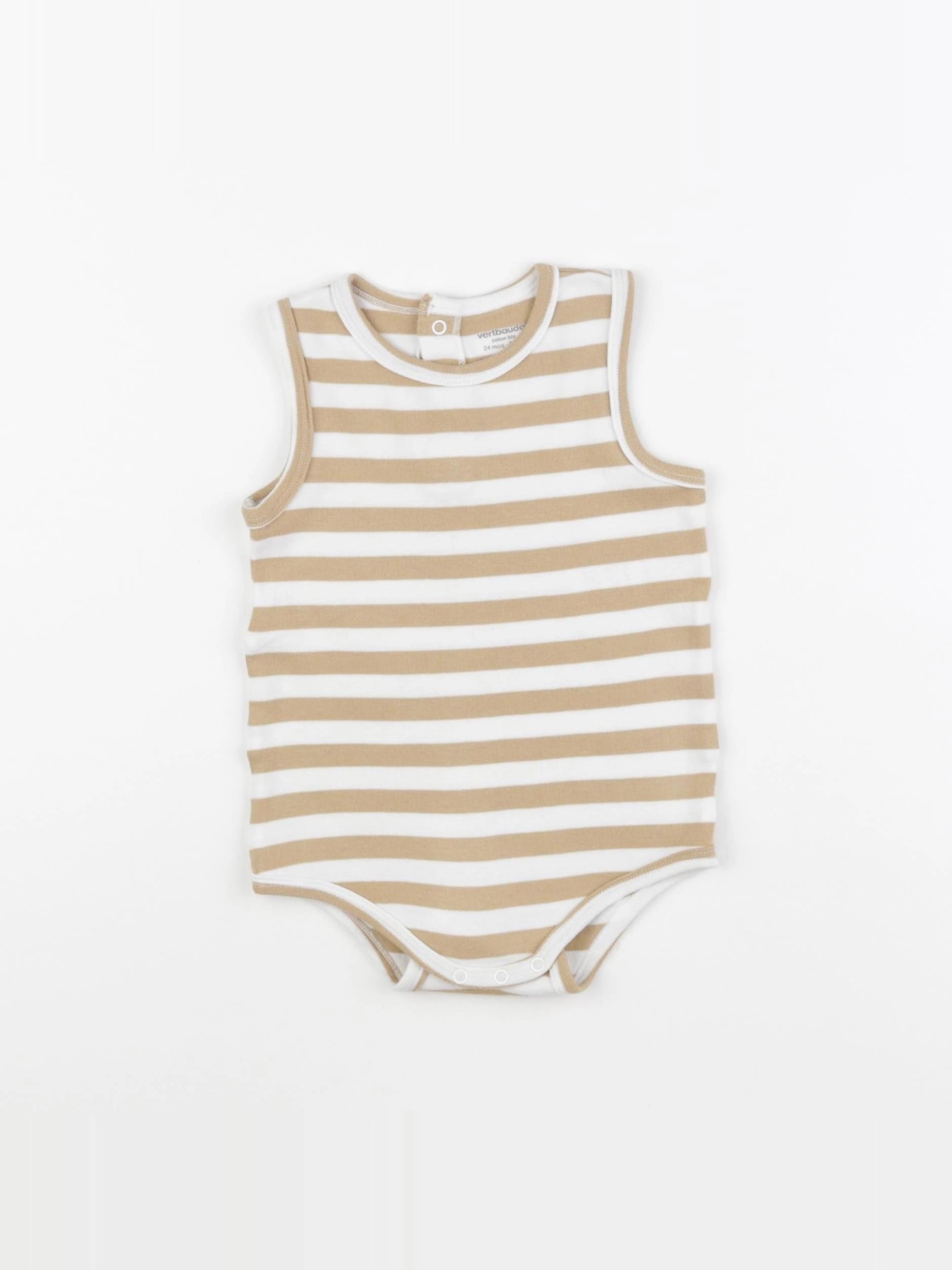 Vertbaudet - body blanc, beige - 24 mois