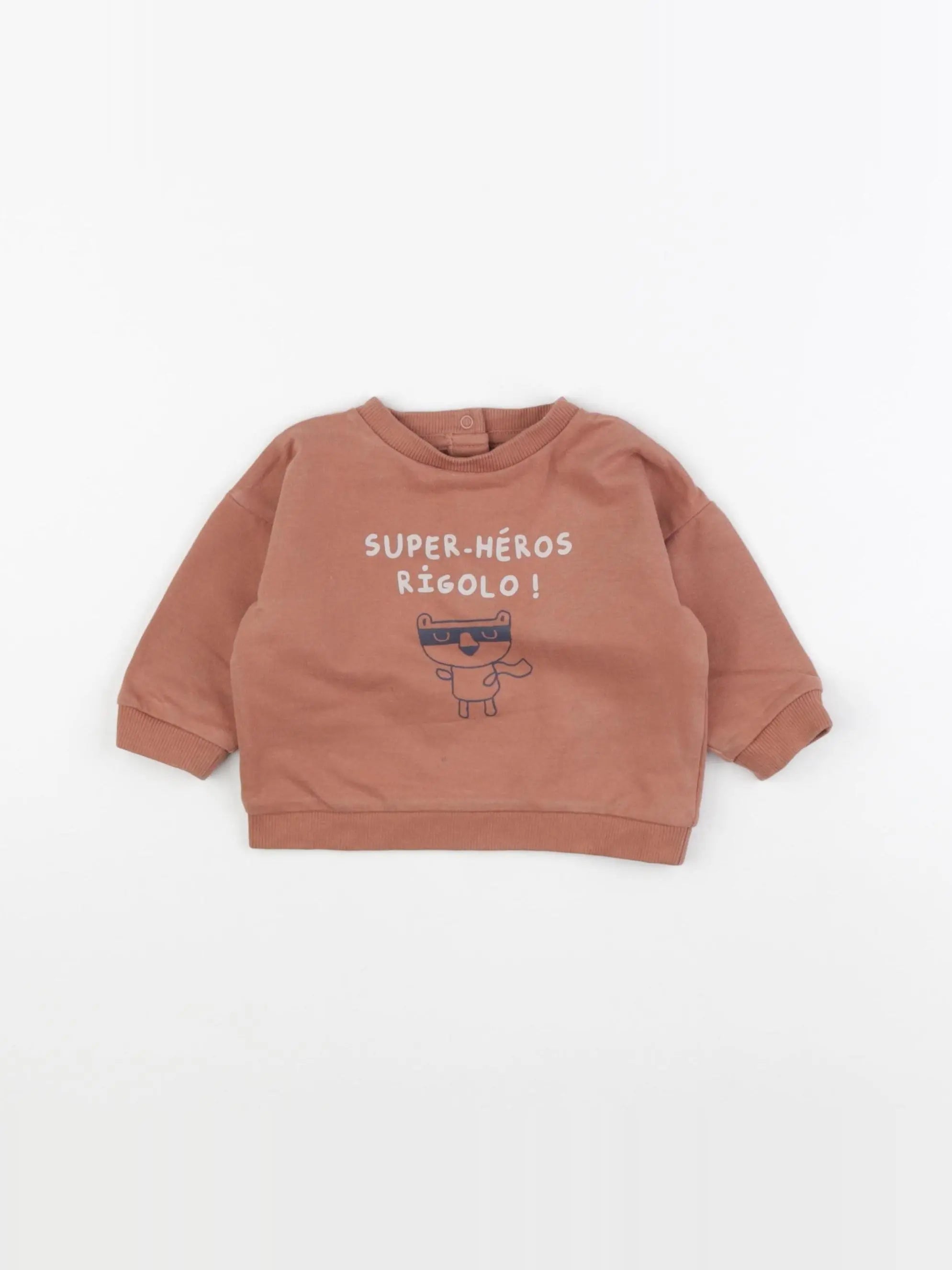Vertbaudet - sweat marron - 6 mois