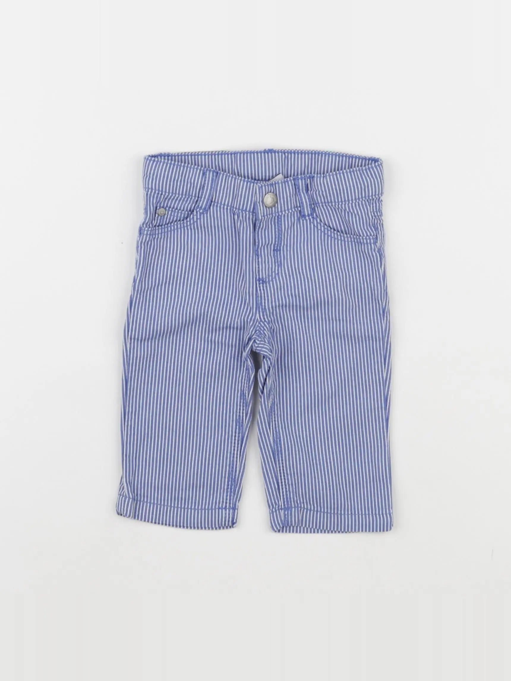 Petit Bateau - pantalon blanc, bleu - 3 mois