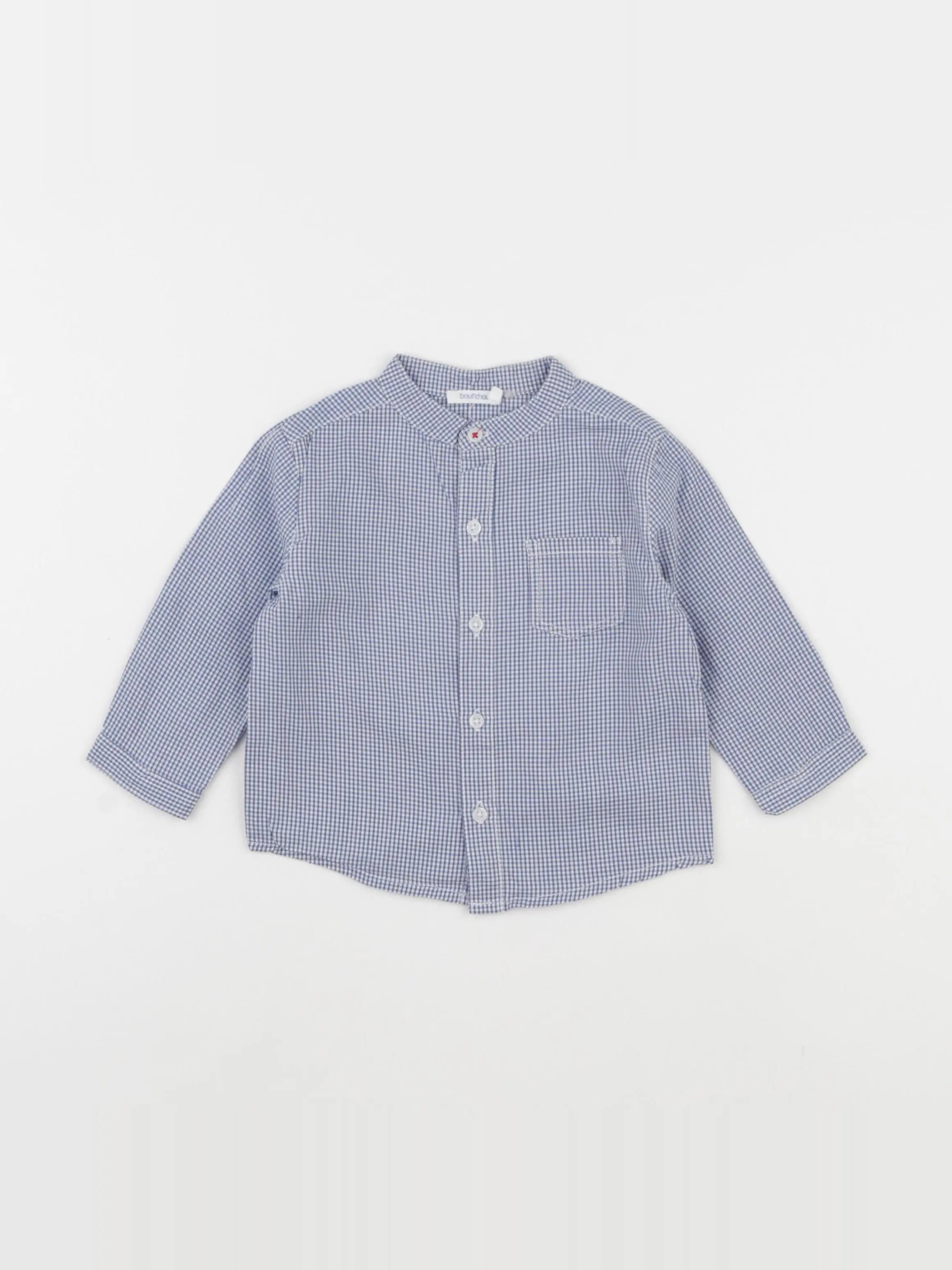Boutchou - chemise blanc, bleu - 6 mois