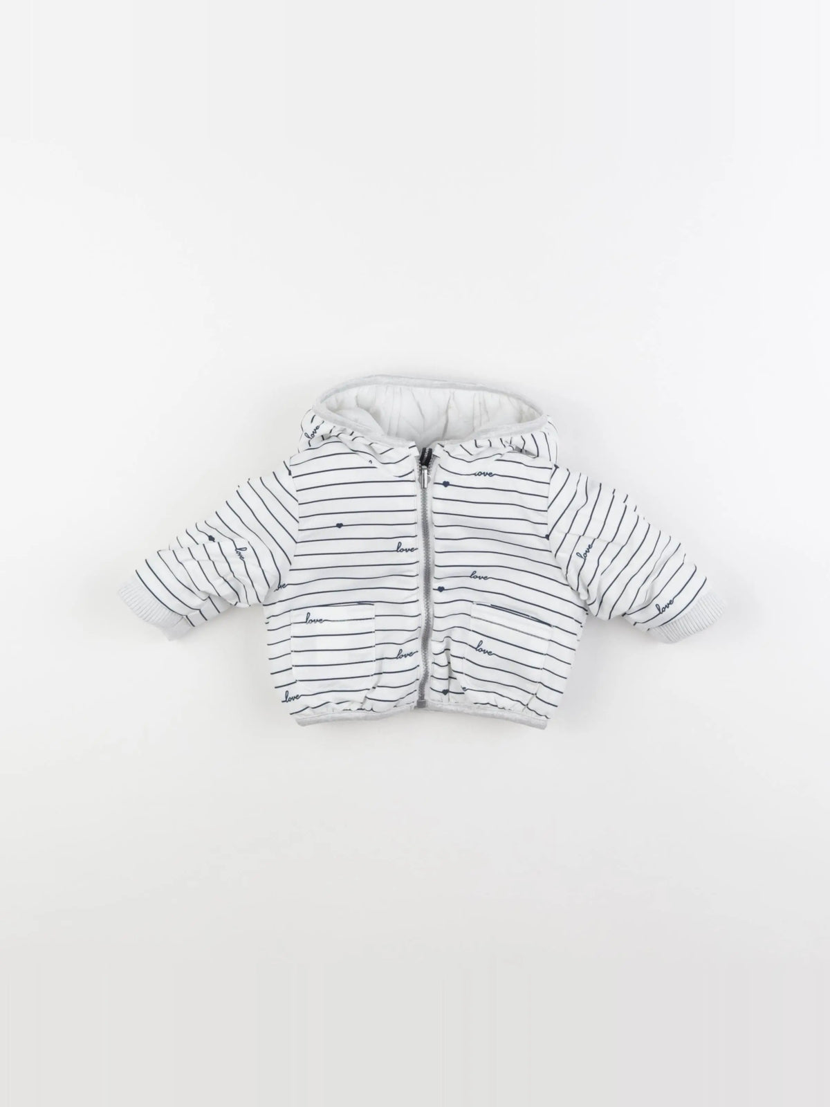 Tape à l'oeil - doudoune réversible blanc, bleu - 3 mois