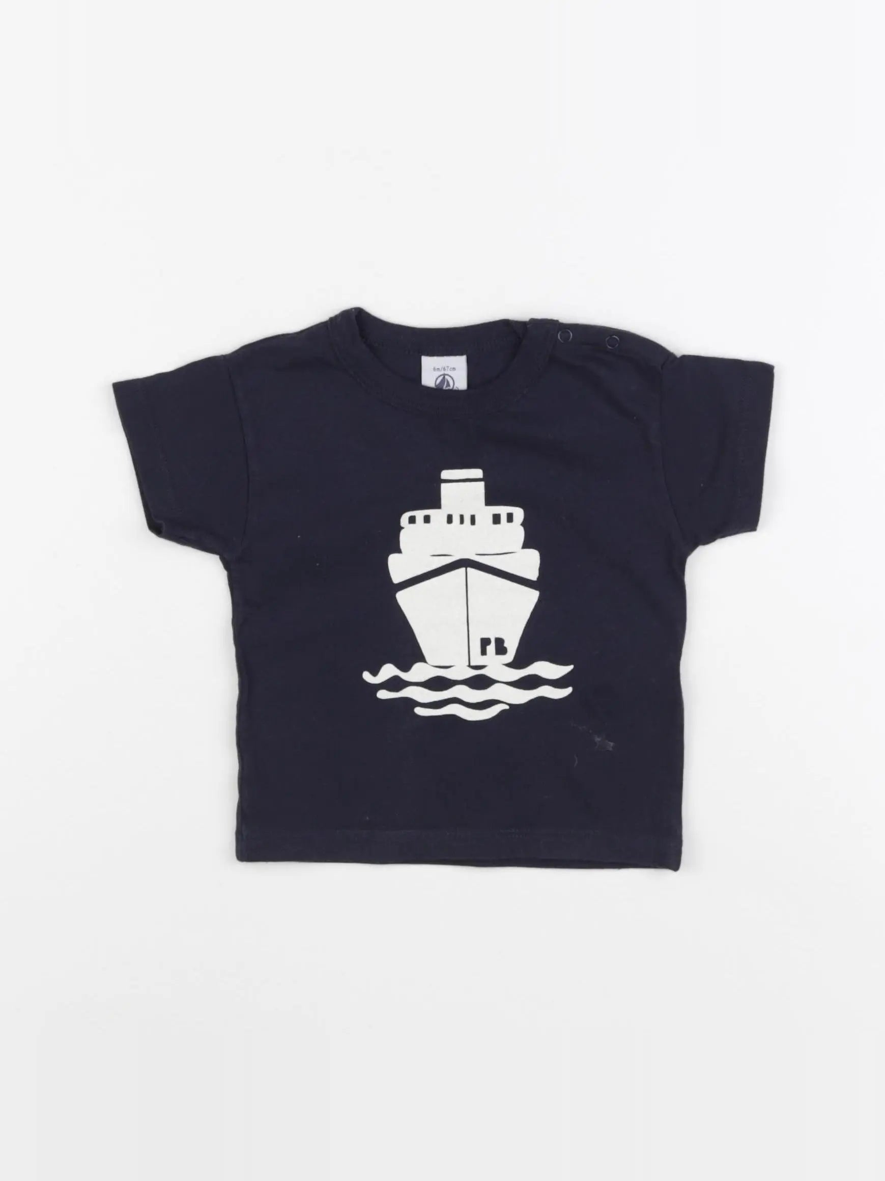 Petit Bateau - tee-shirt bleu - 6 mois