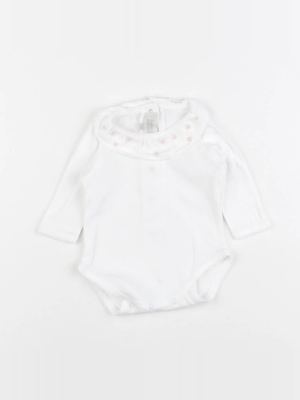 Bonnet à Pompon - body à col blanc - 3 mois