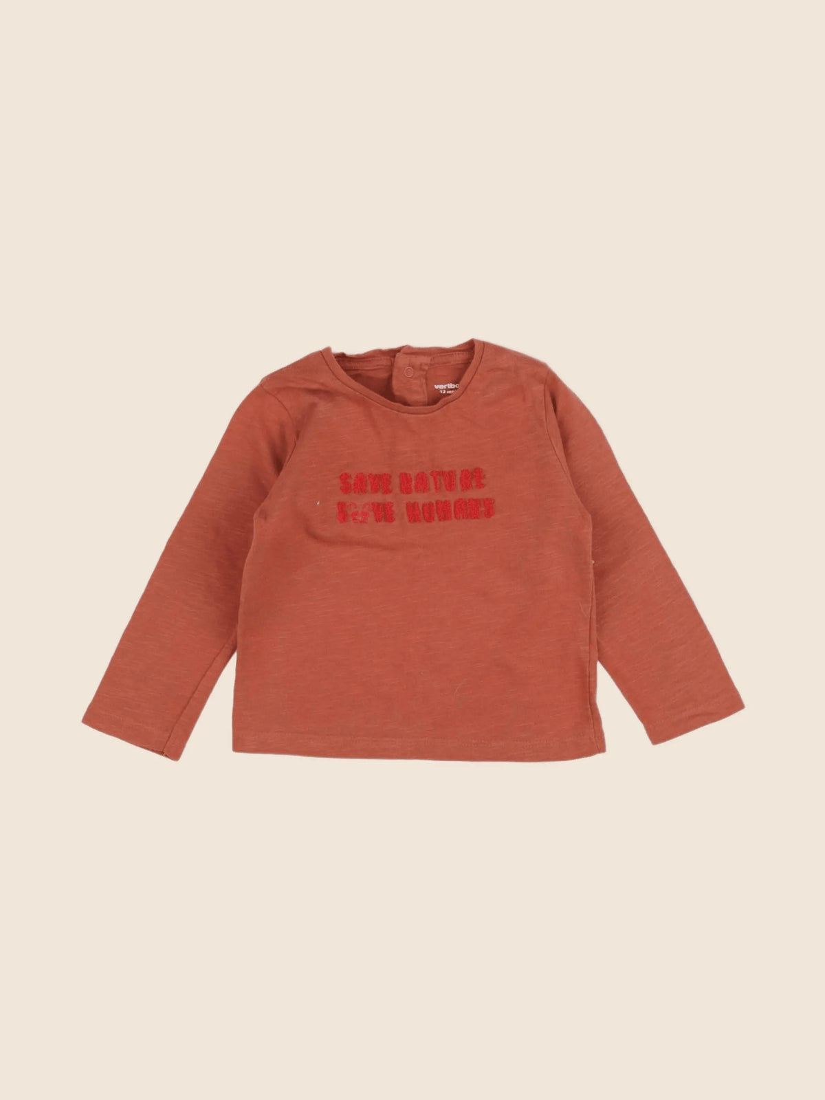 Vertbaudet - tee-shirt marron - 12 mois