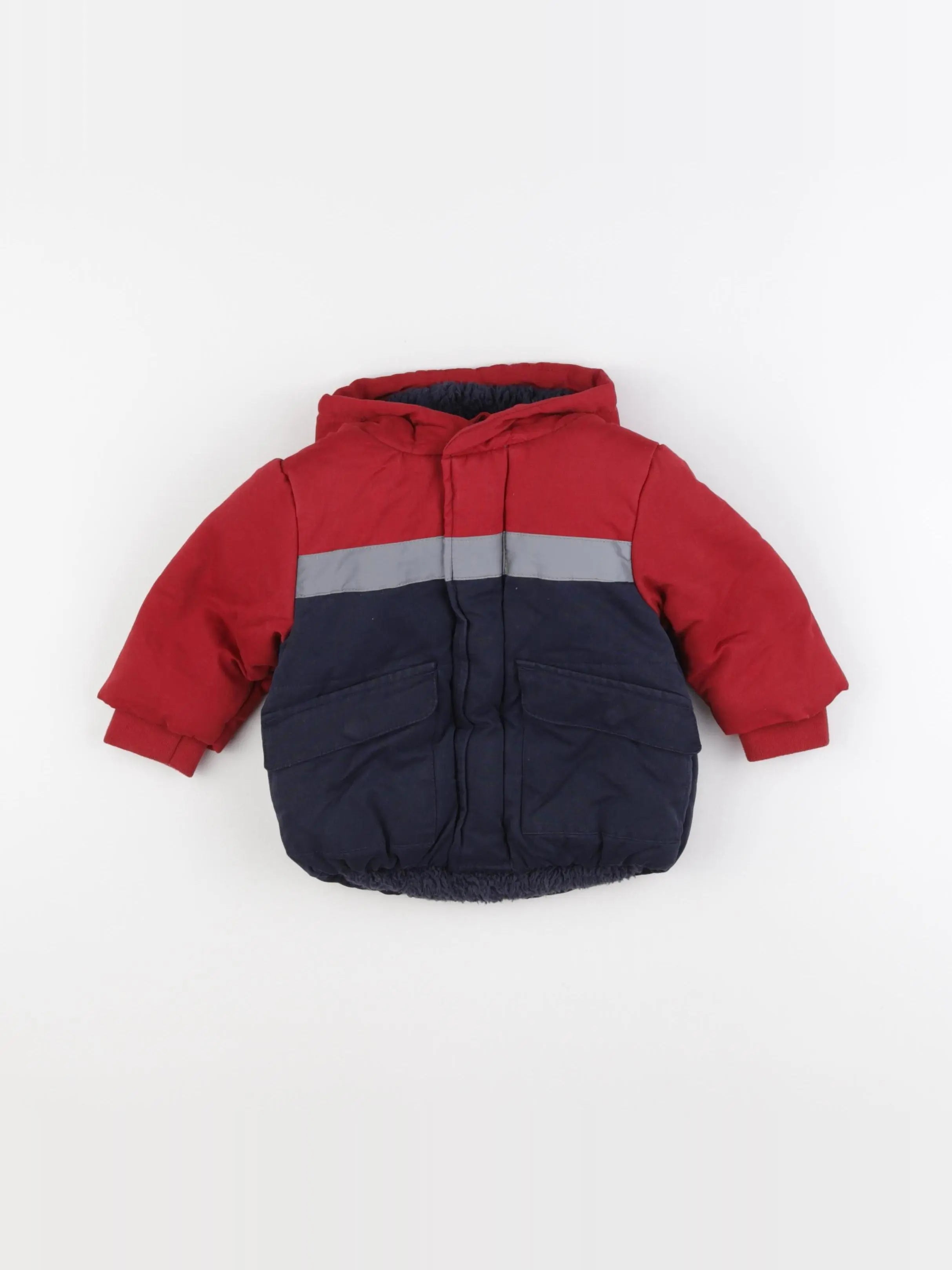 Vertbaudet - manteau bleu, rouge - 9 mois