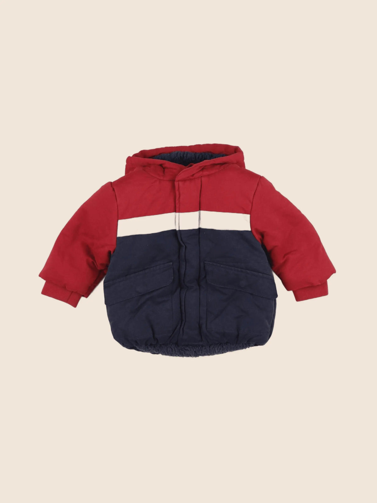 Vertbaudet - manteau bleu, rouge - 9 mois