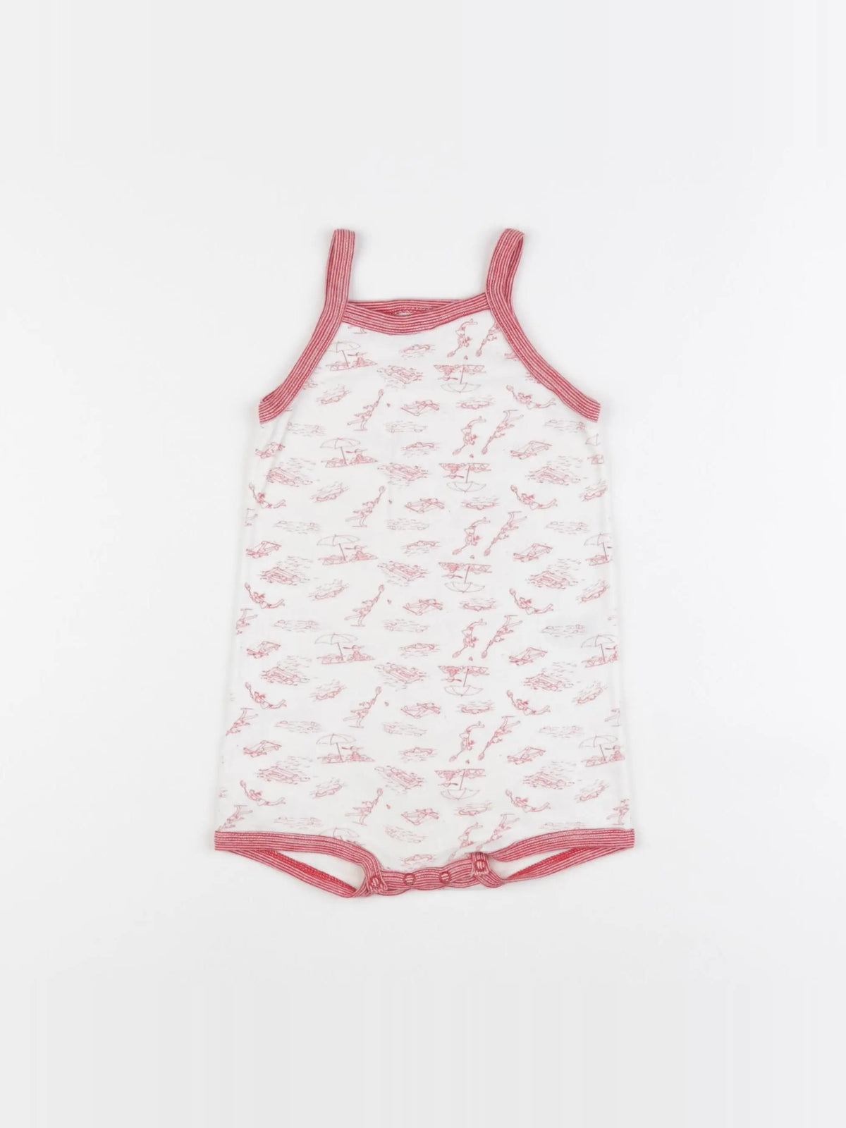 Petit Bateau - pyjama coton beige, rouge - 24 mois