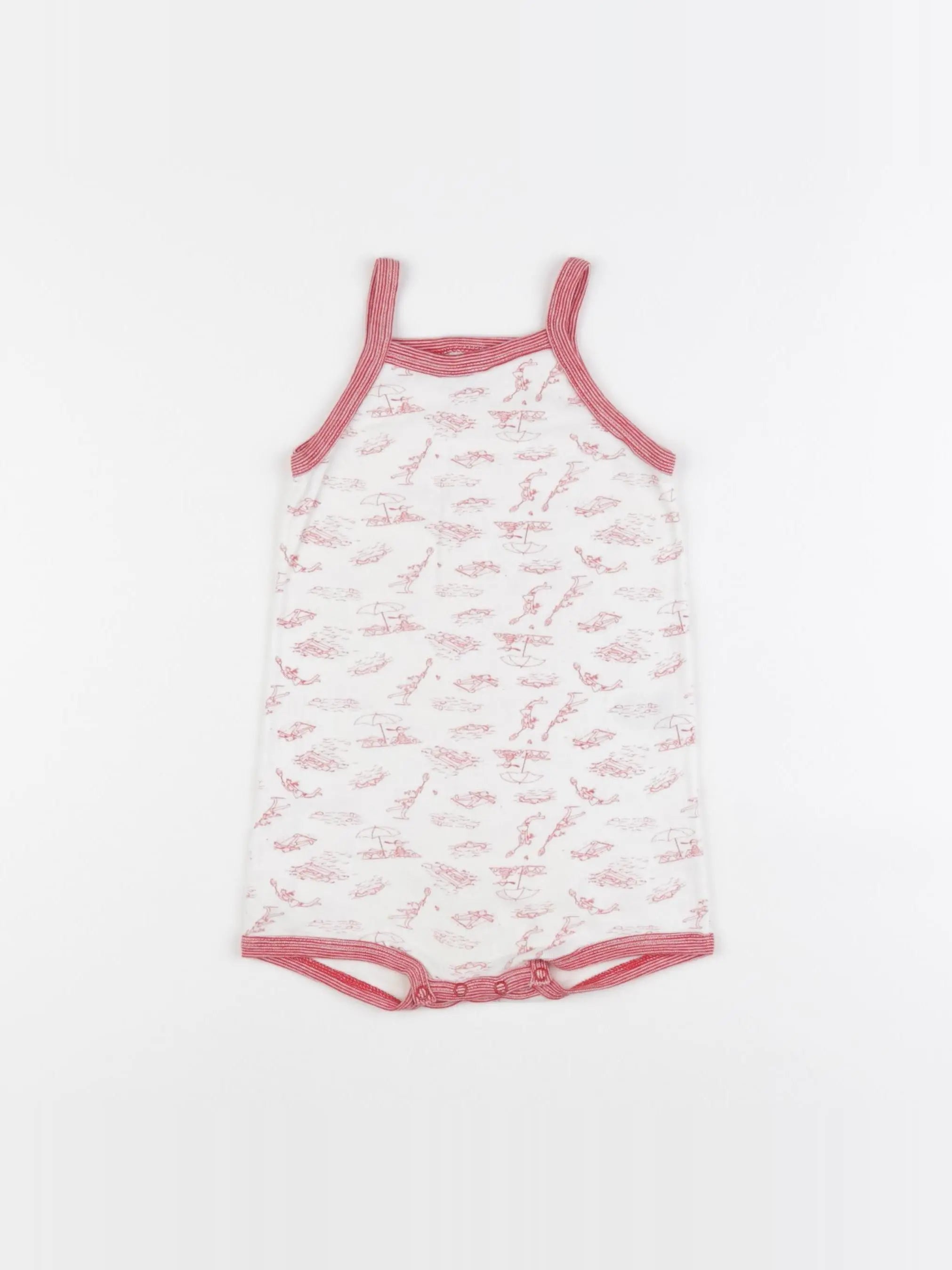 Petit Bateau - pyjama coton beige, rouge - 24 mois