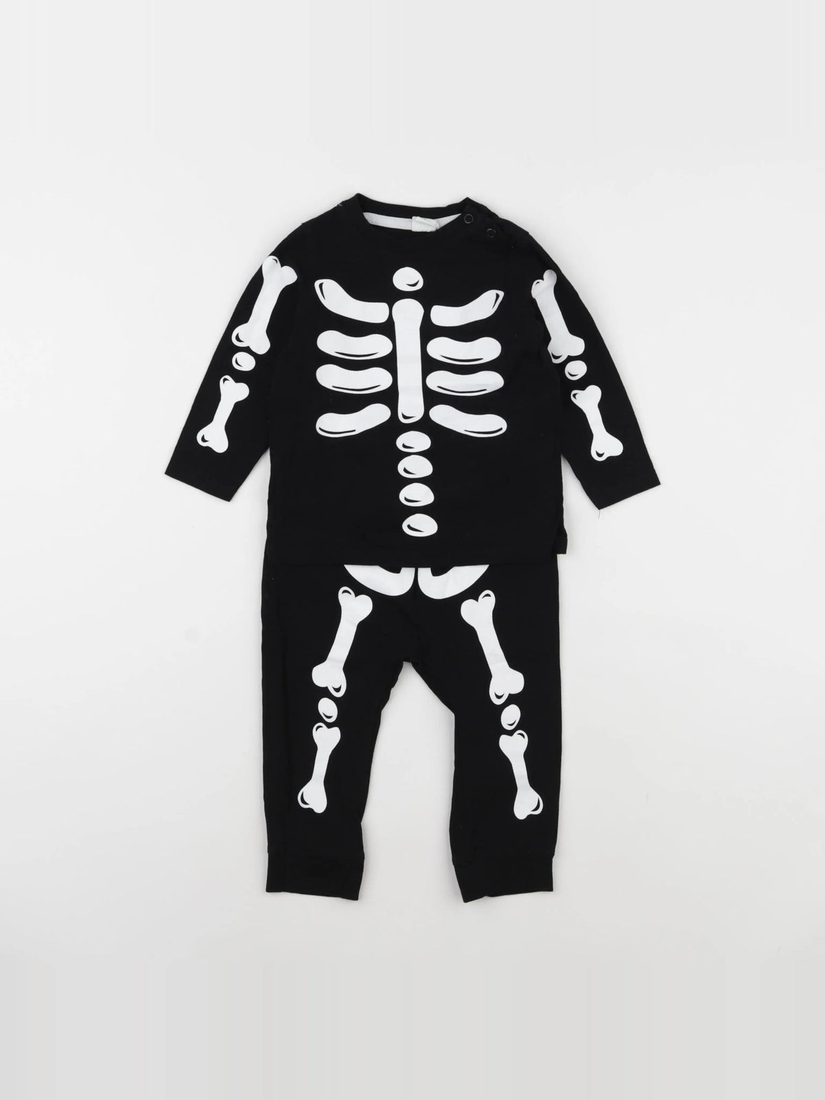 H&M - pyjama coton noir, blanc - 9/12 mois