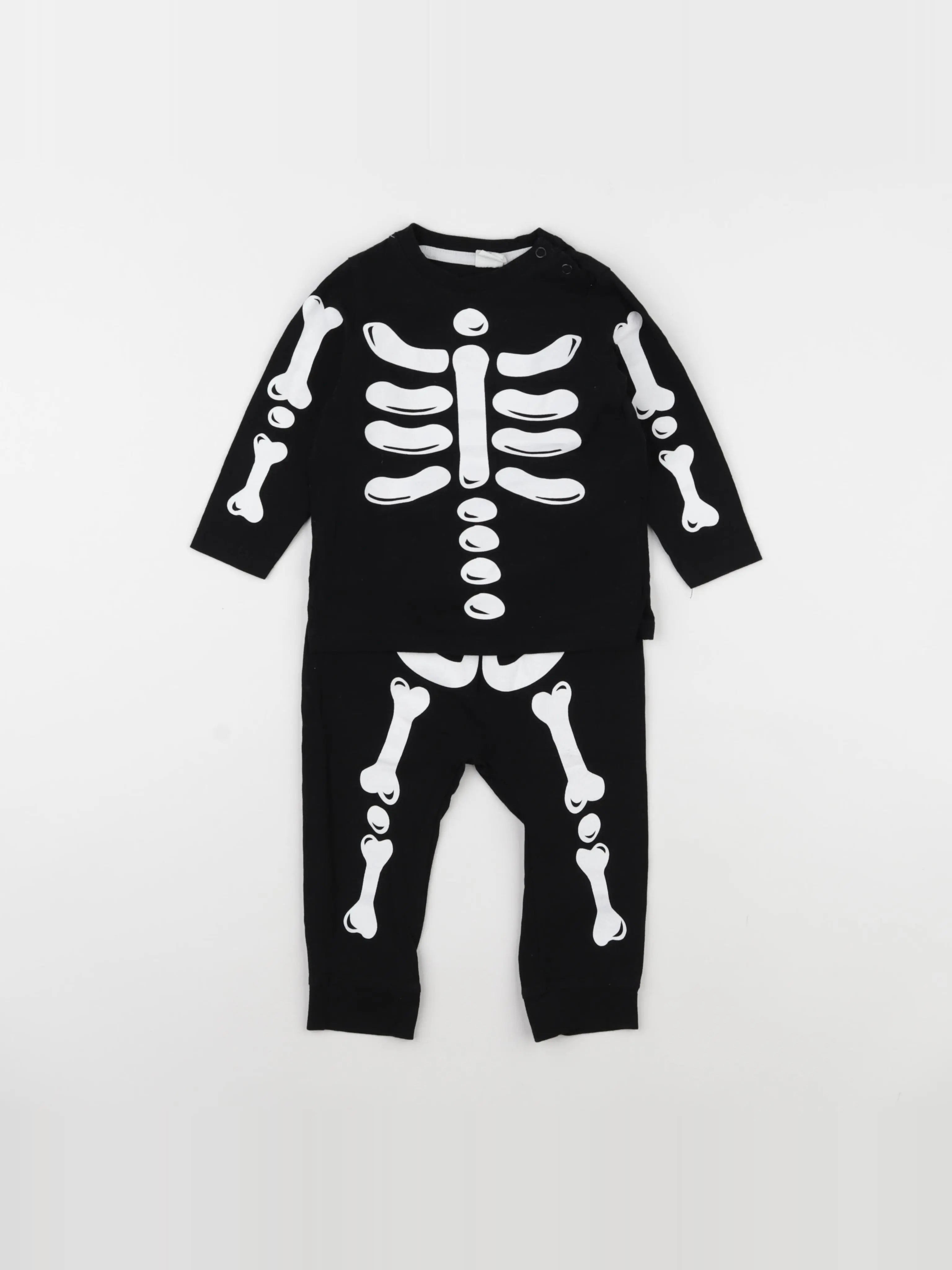 H&M - pyjama coton noir, blanc - 9/12 mois