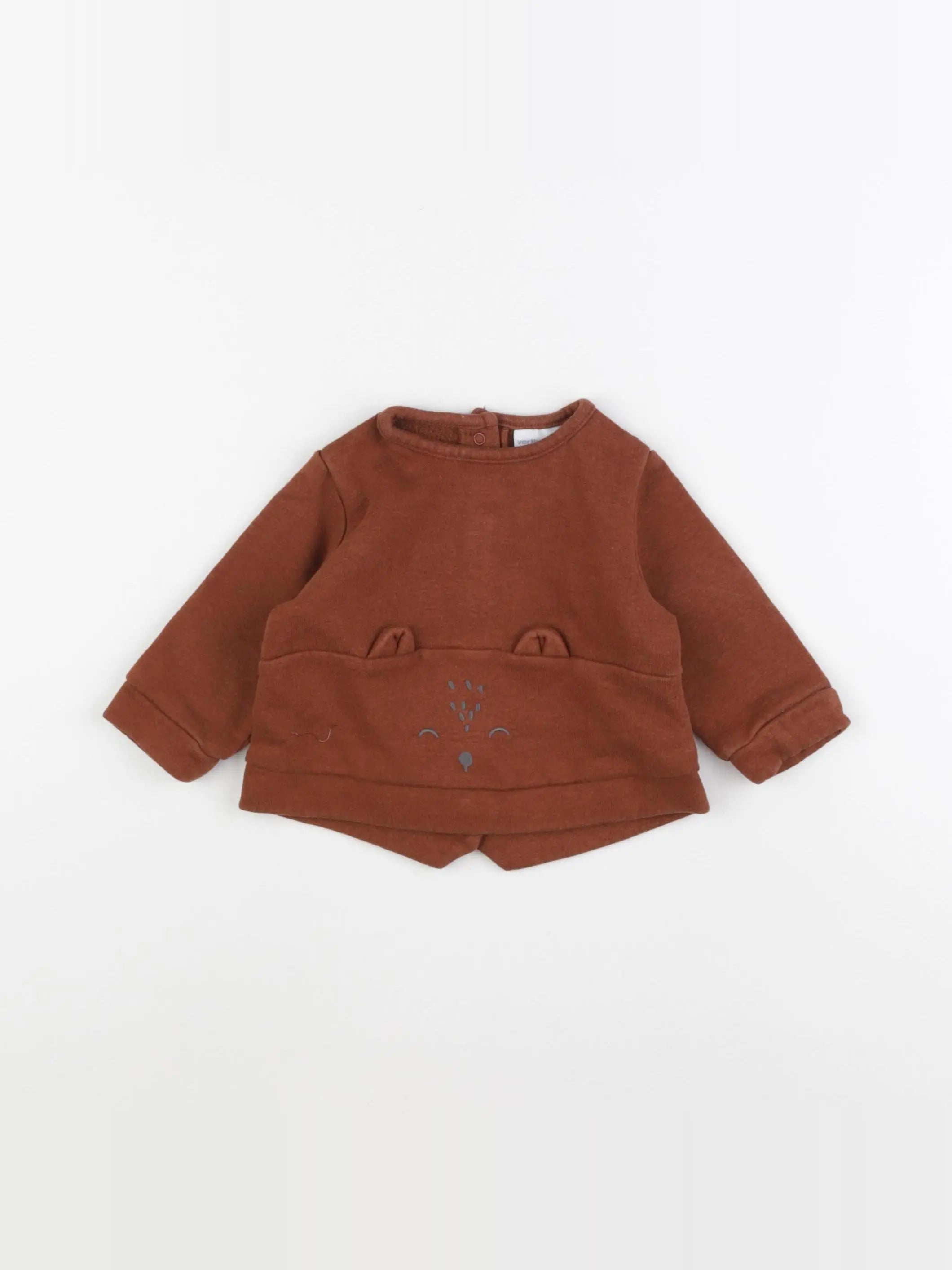 Vertbaudet - sweat marron - 6 mois