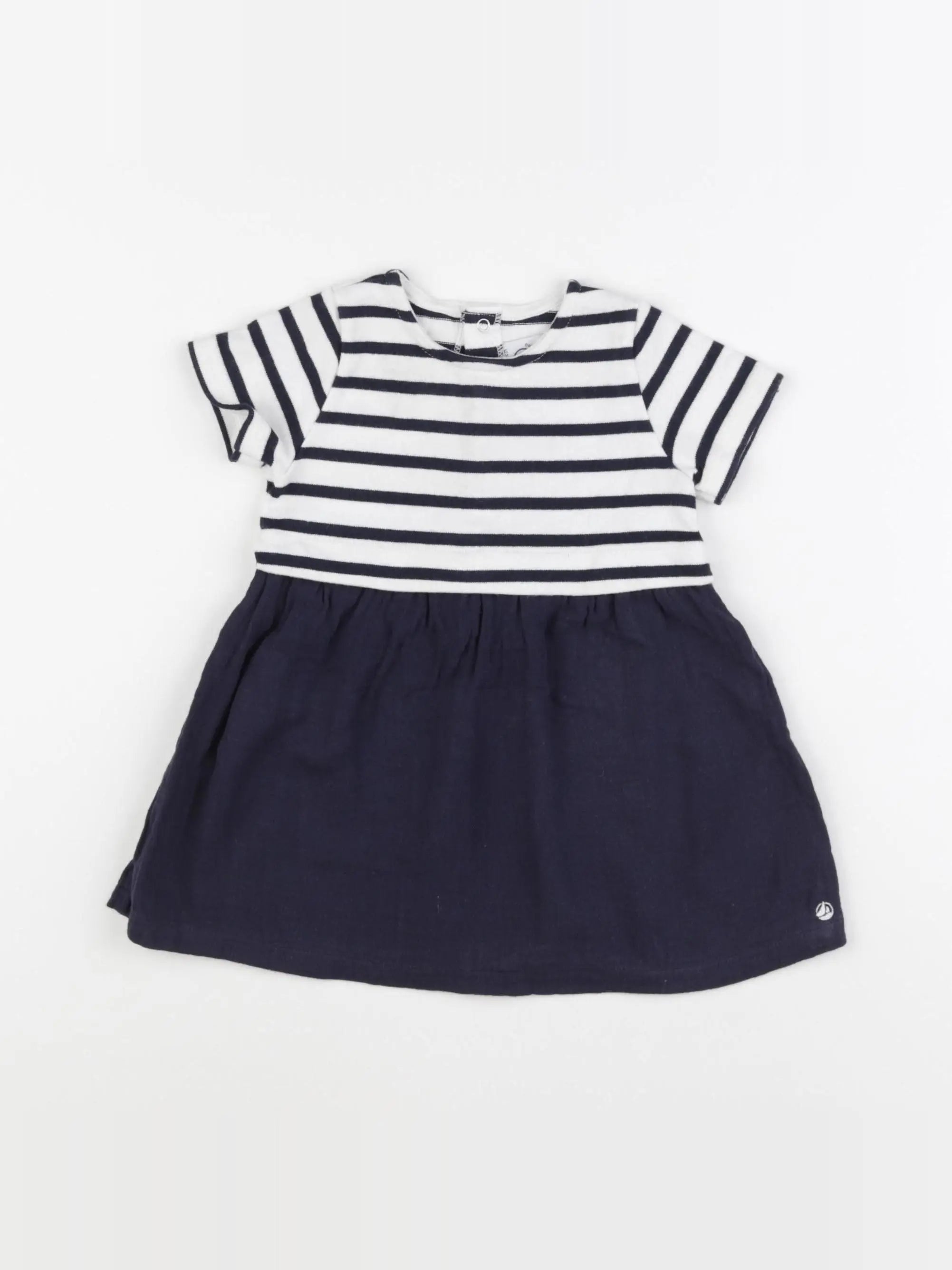 Petit Bateau - robe bleu, blanc - 12 mois