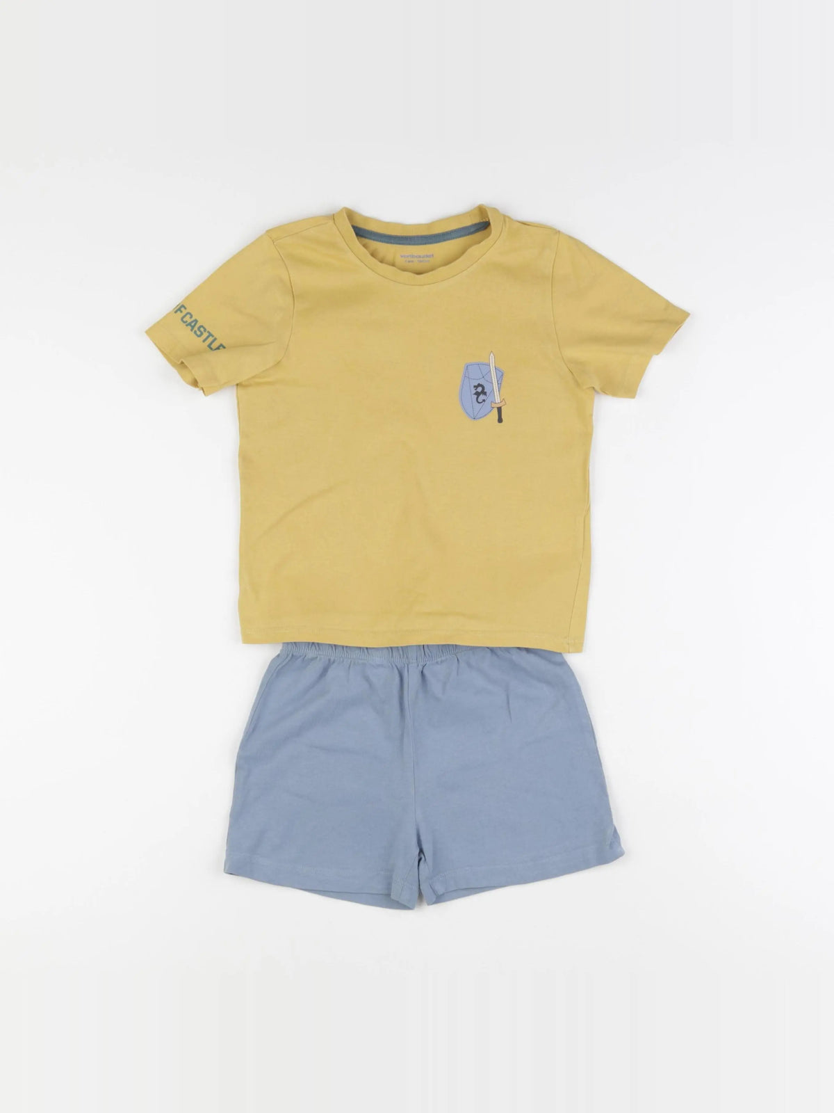 Vertbaudet - pyjama coton jaune, bleu - 4 ans