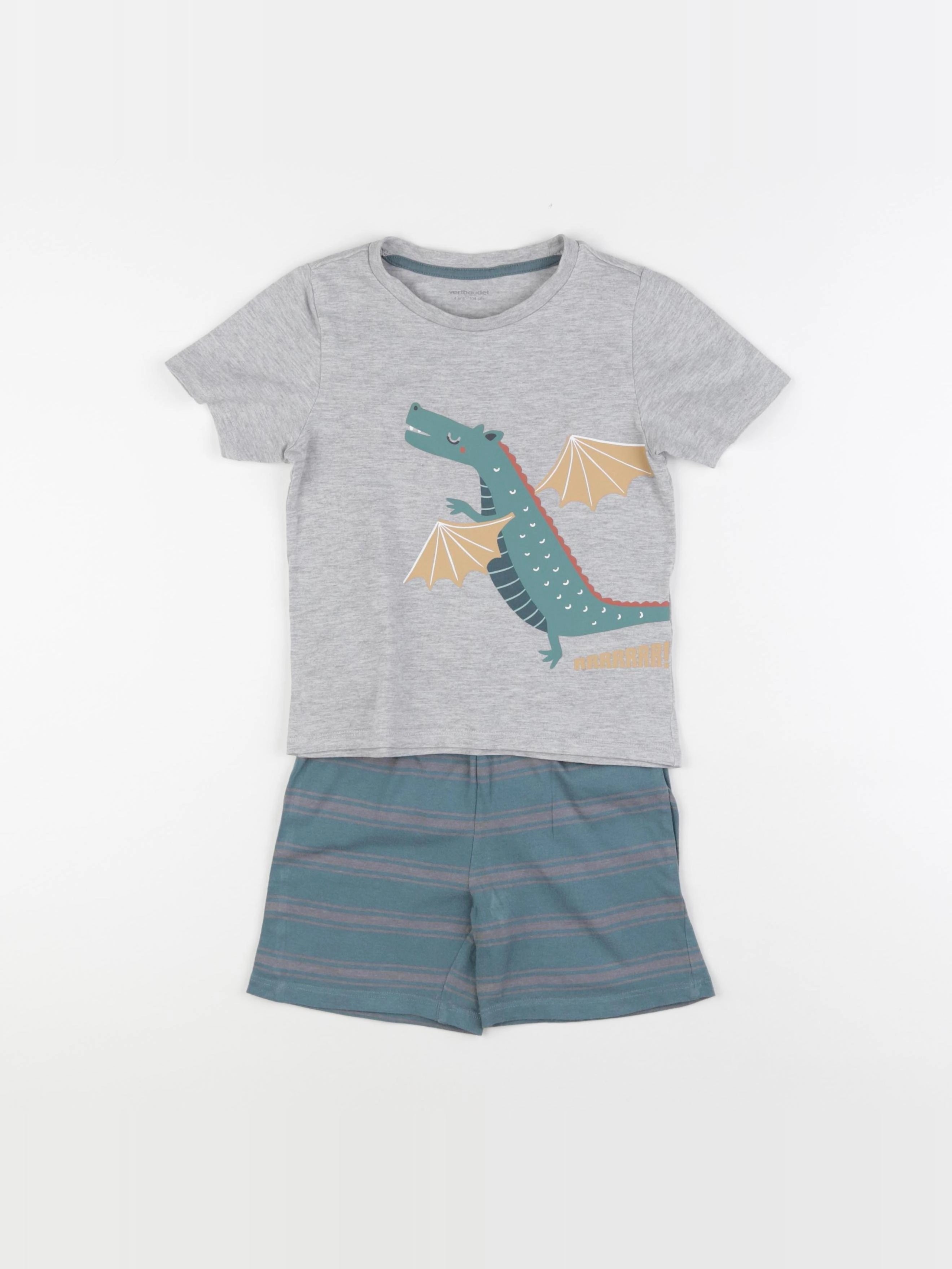 Vertbaudet - pyjama coton bleu, gris - 4 ans