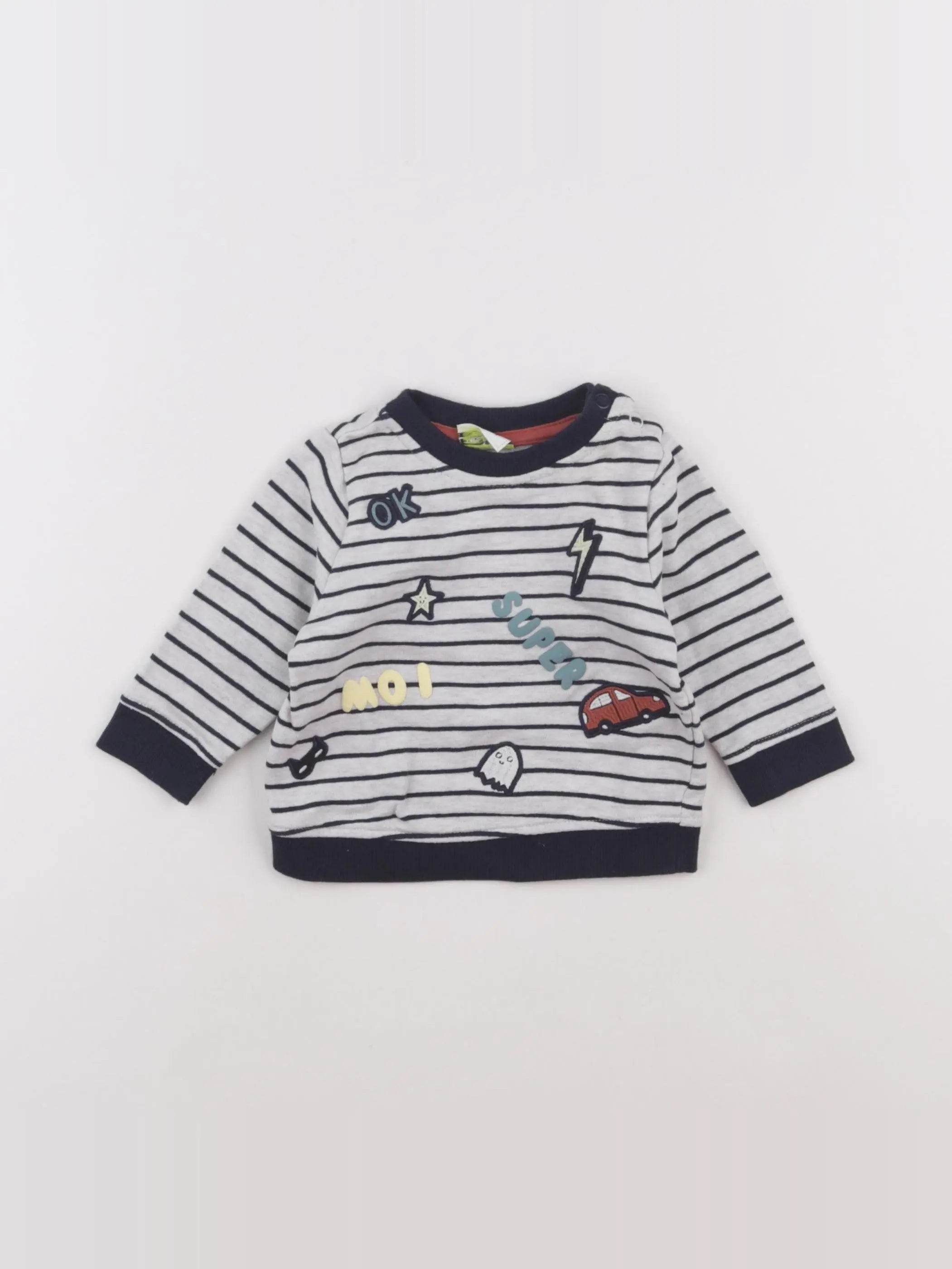 Tape à l'oeil - sweat bleu - 3 mois