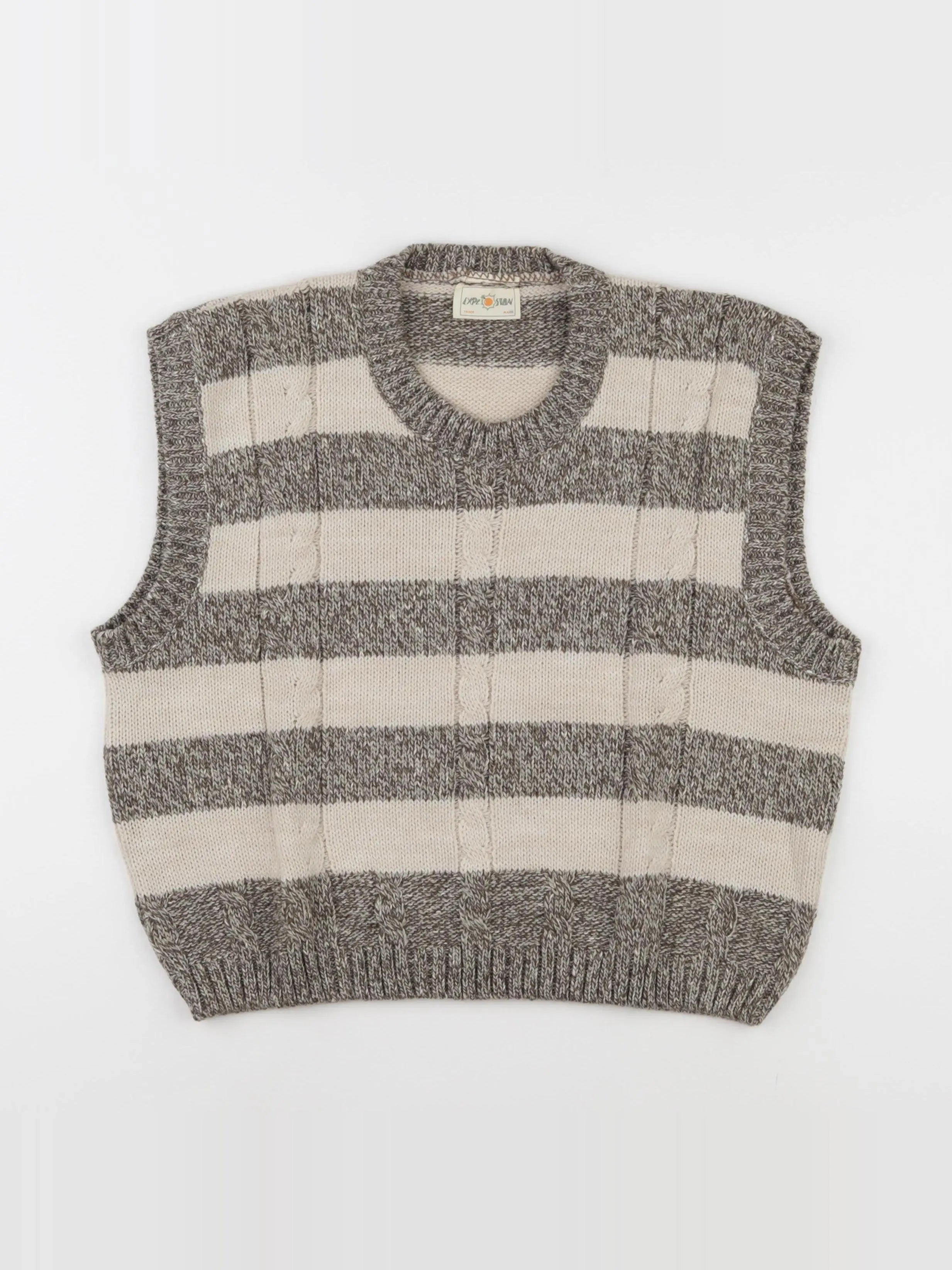 Vintage - pull sans manche taupe - 14 ans
