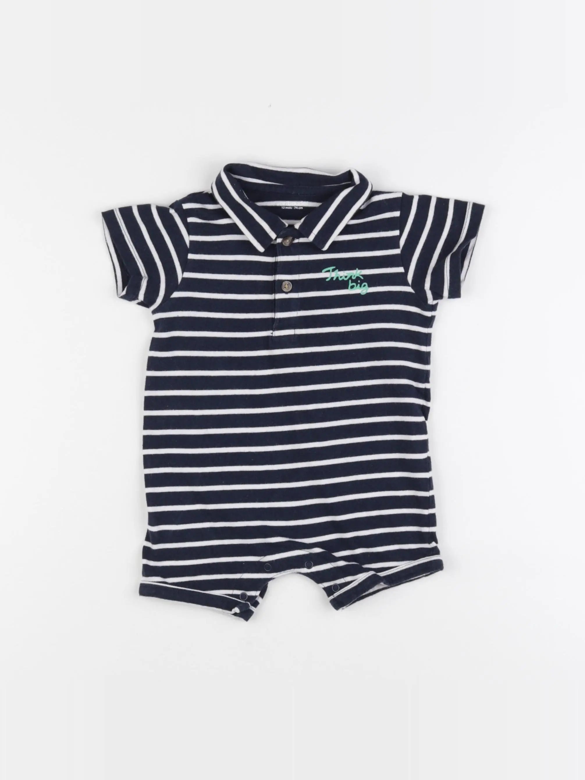 Vertbaudet - combinaison bleu, blanc - 12 mois