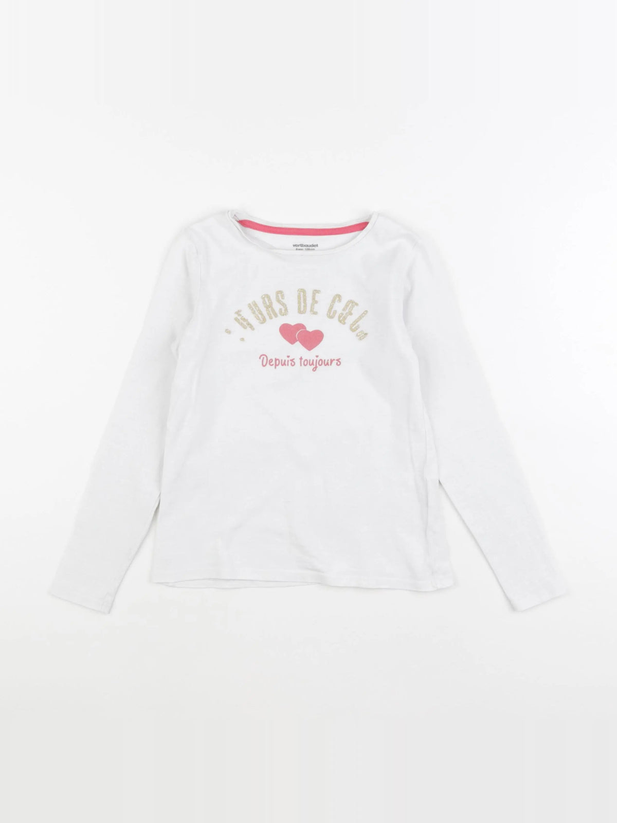 Vertbaudet - tee-shirt blanc, or - 8 ans