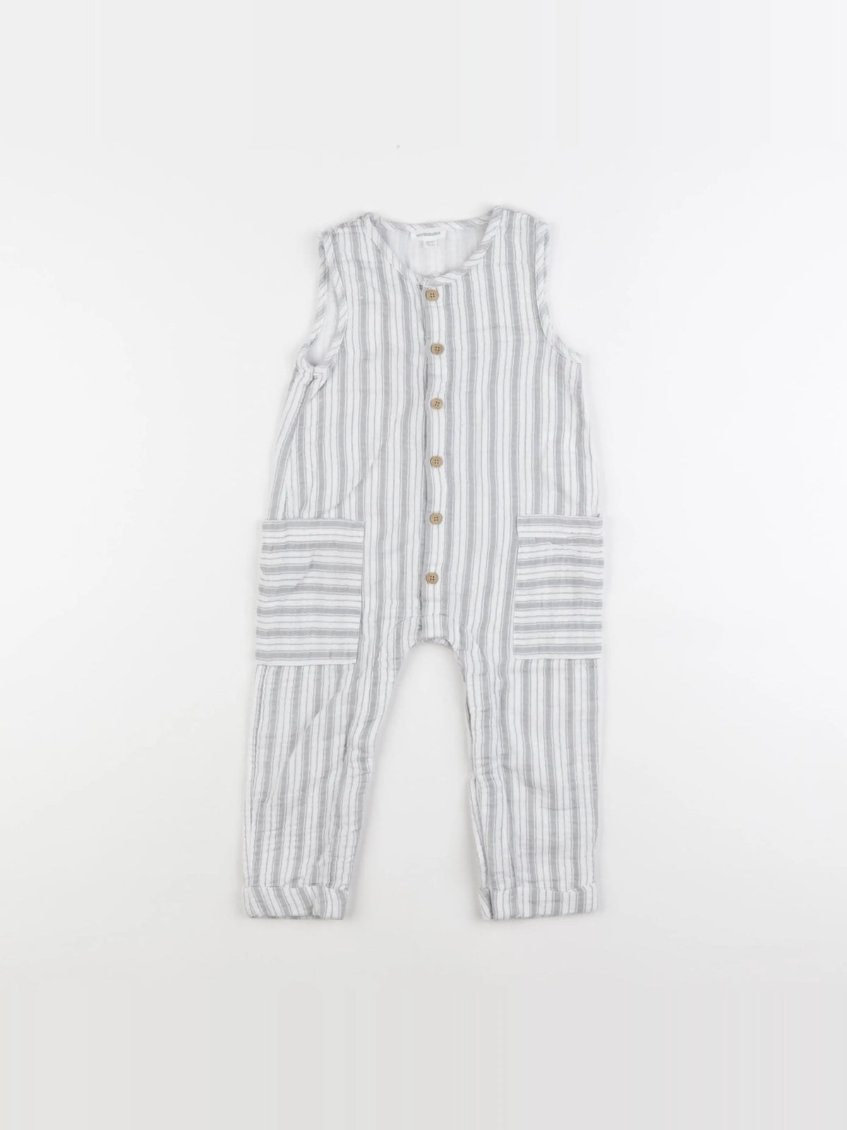 Vertbaudet - combinaison blanc, gris - 18 mois