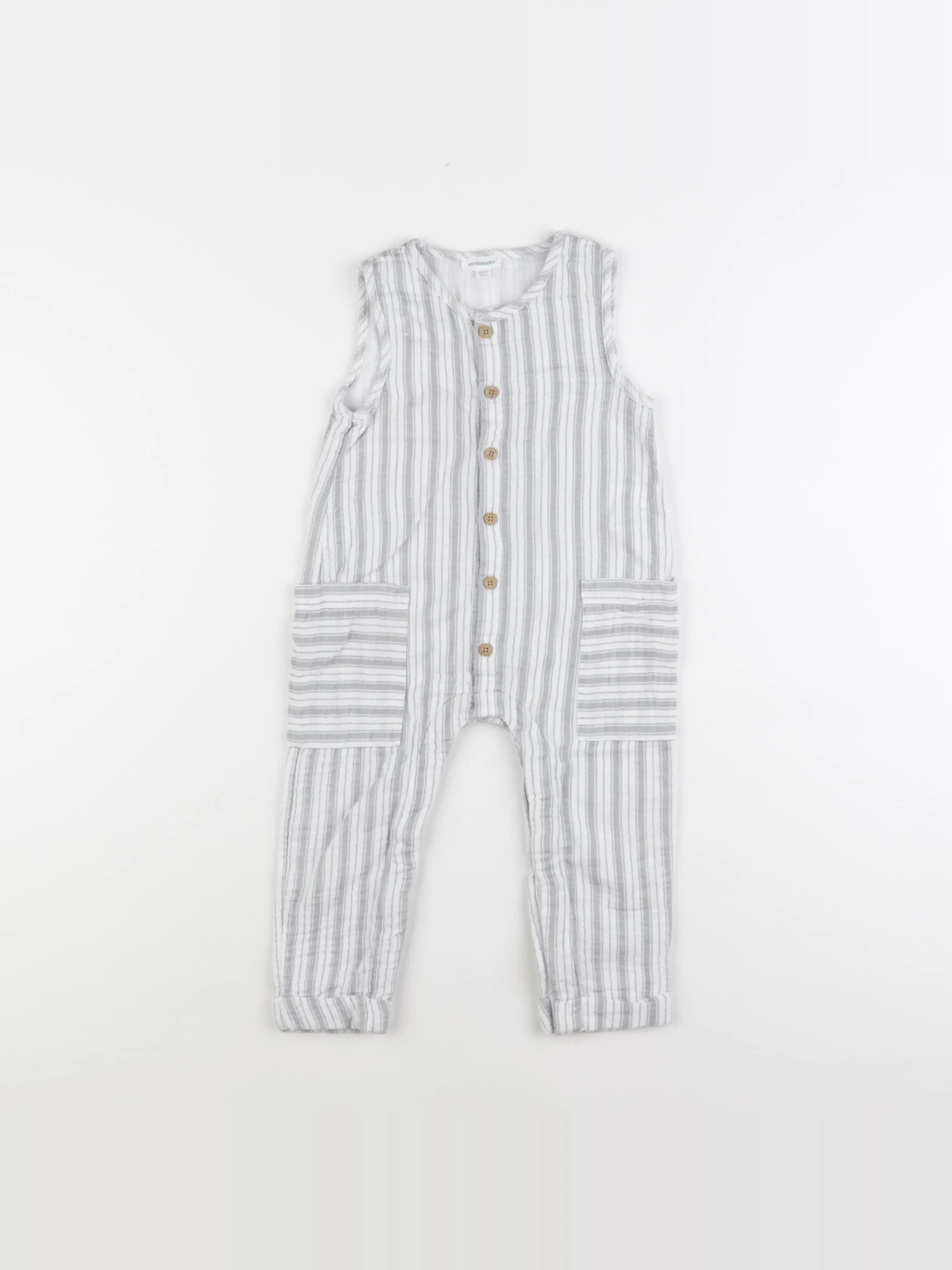 Vertbaudet - combinaison blanc, gris - 18 mois
