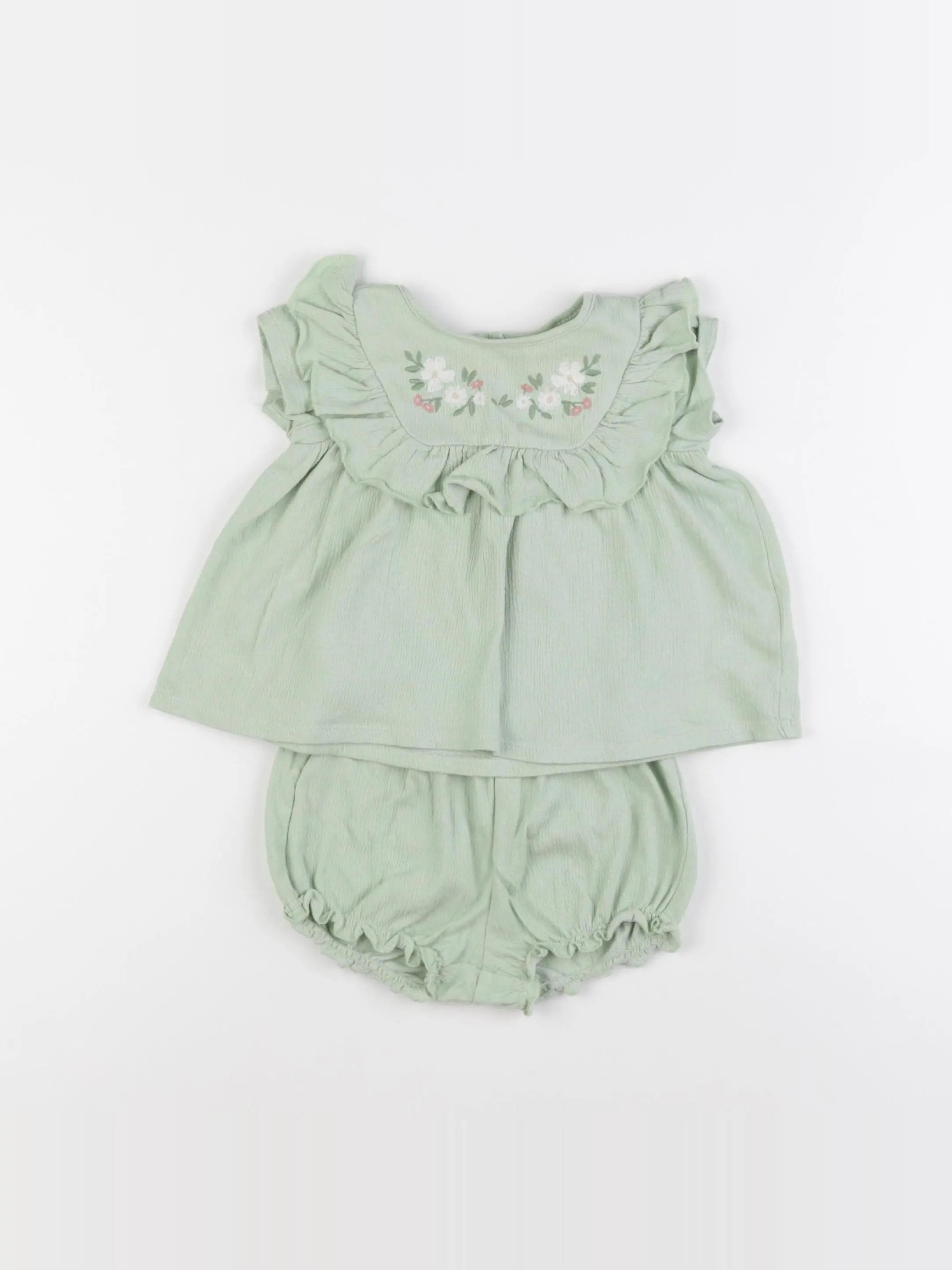 H&M - ensemble vert - 6/9 mois