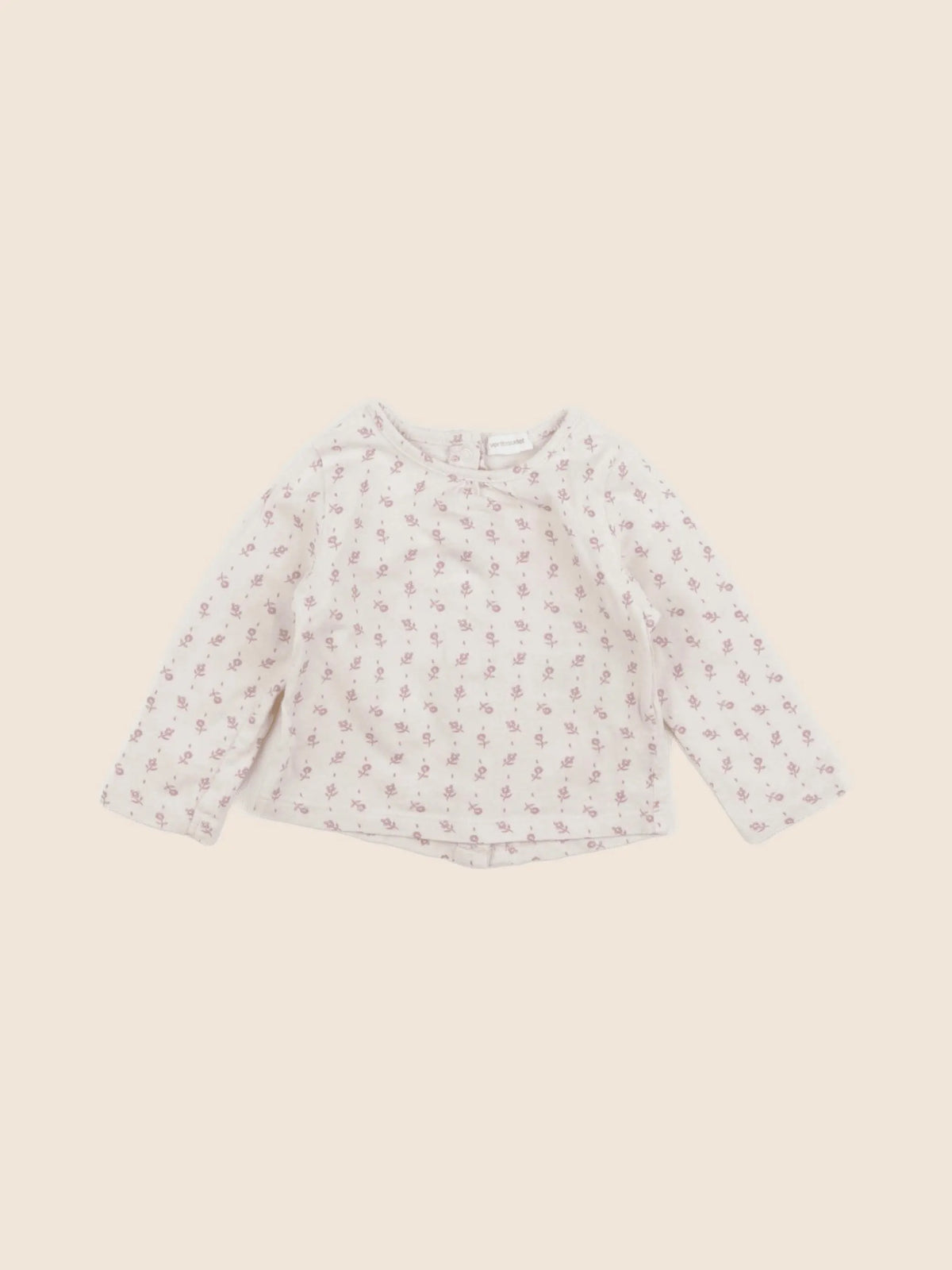 Vertbaudet - tee-shirt beige, rose - 6 mois