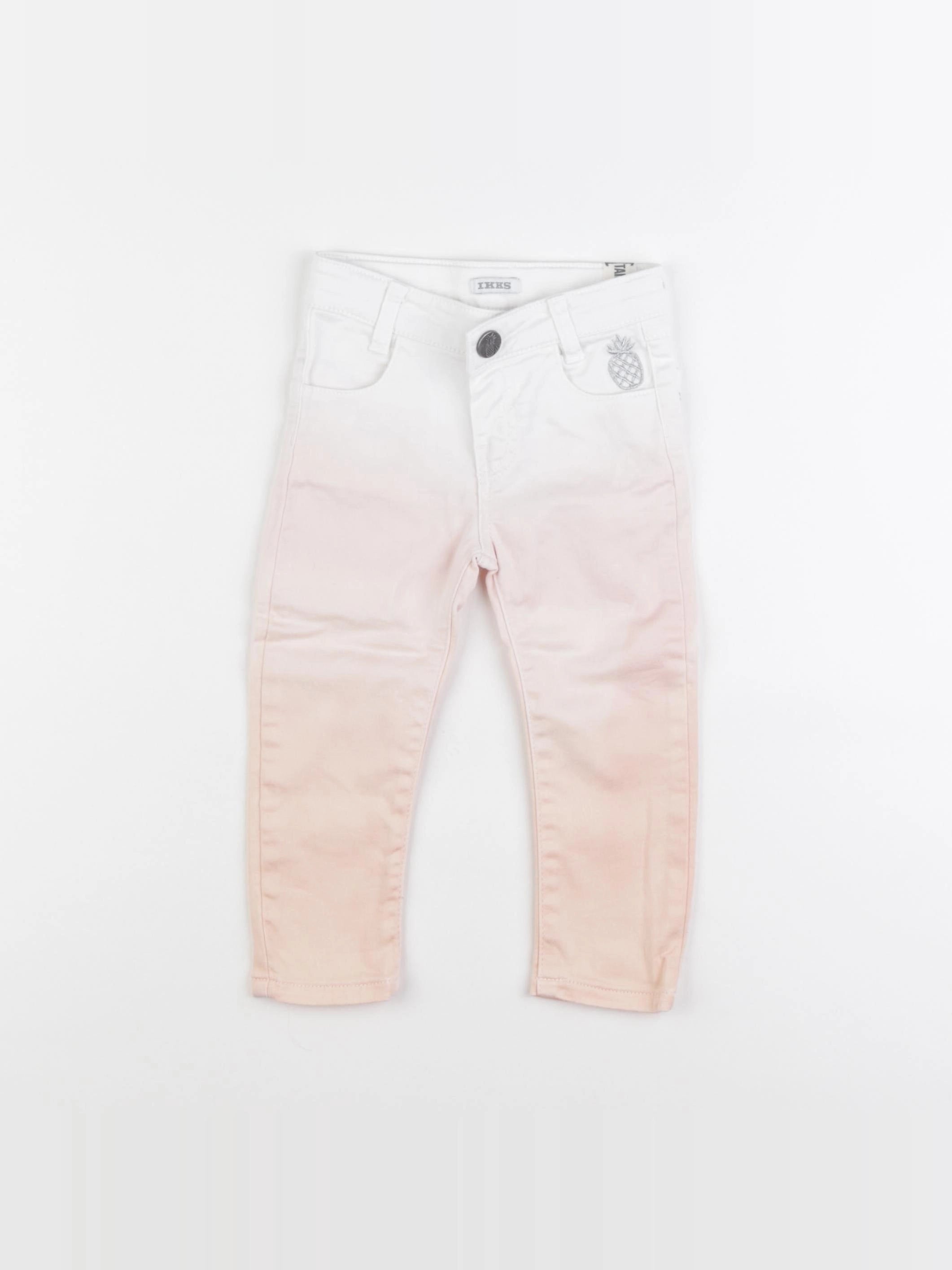 IKKS - jean blanc, rose - 18 mois