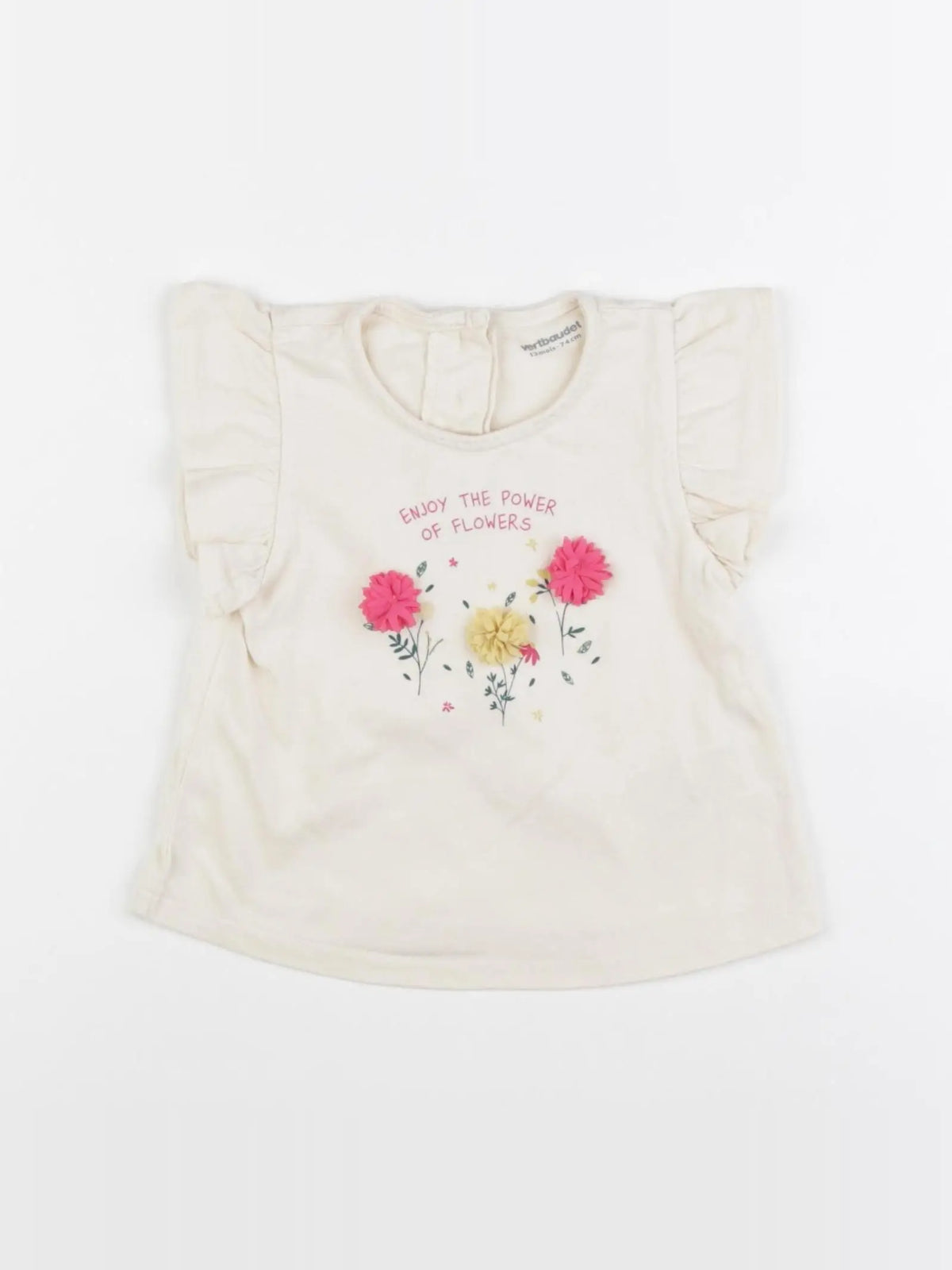 Vertbaudet - tee-shirt beige - 12 mois
