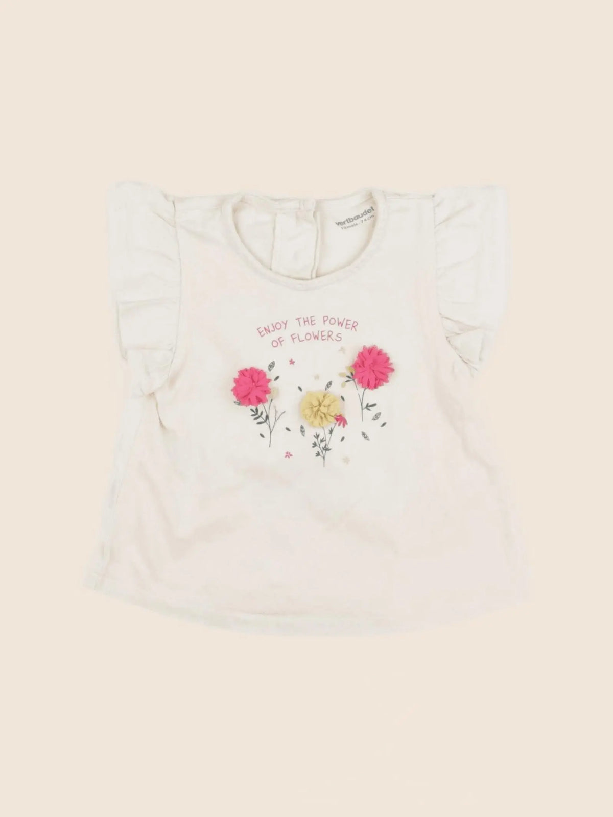 Vertbaudet - tee-shirt beige - 12 mois