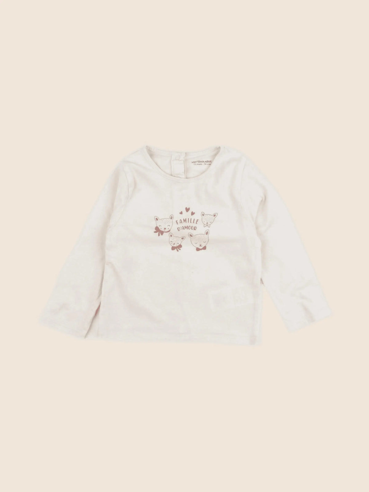 Vertbaudet - tee-shirt beige - 12 mois