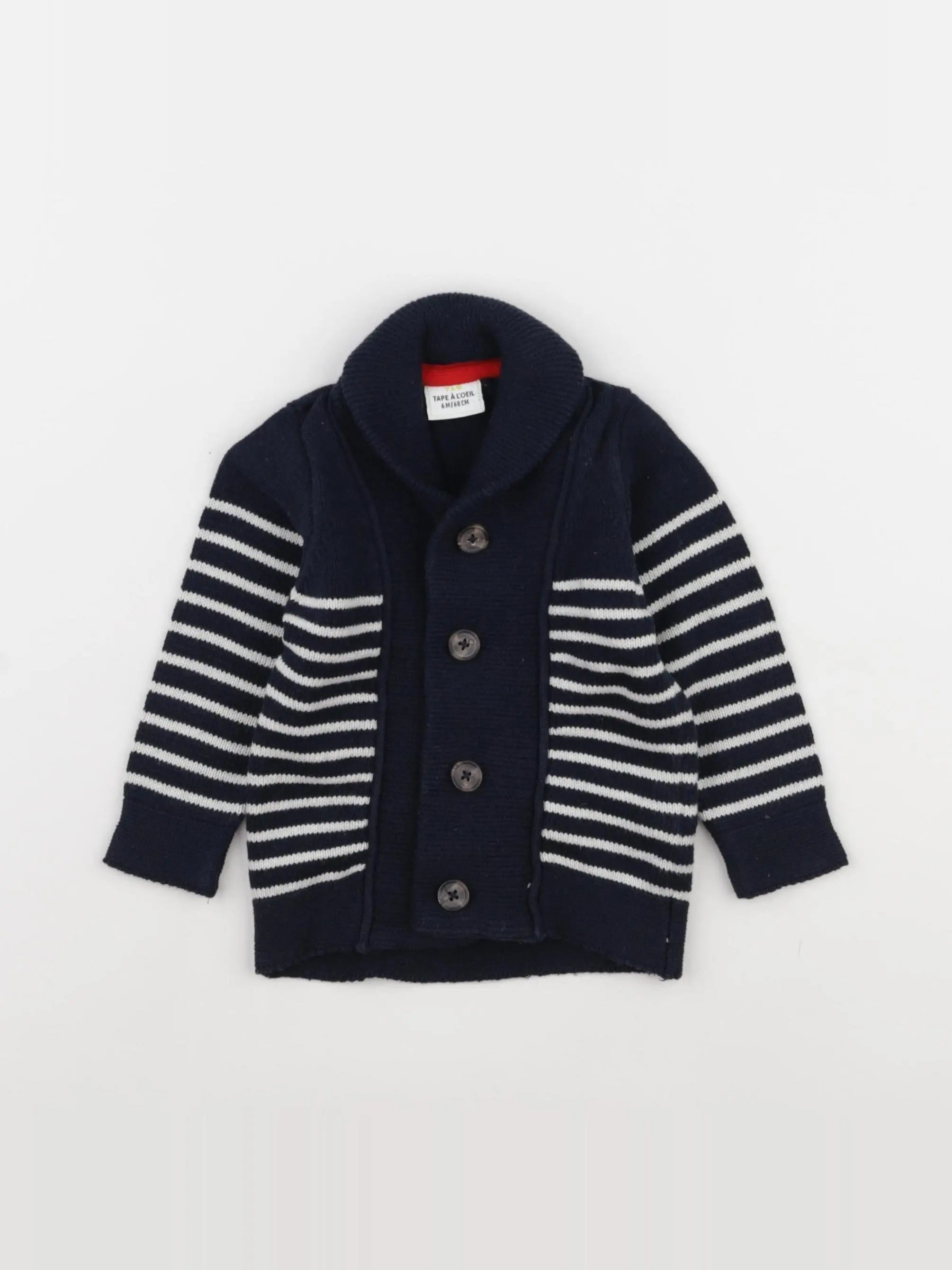 Tape à l'oeil - gilet bleu, blanc - 6 mois