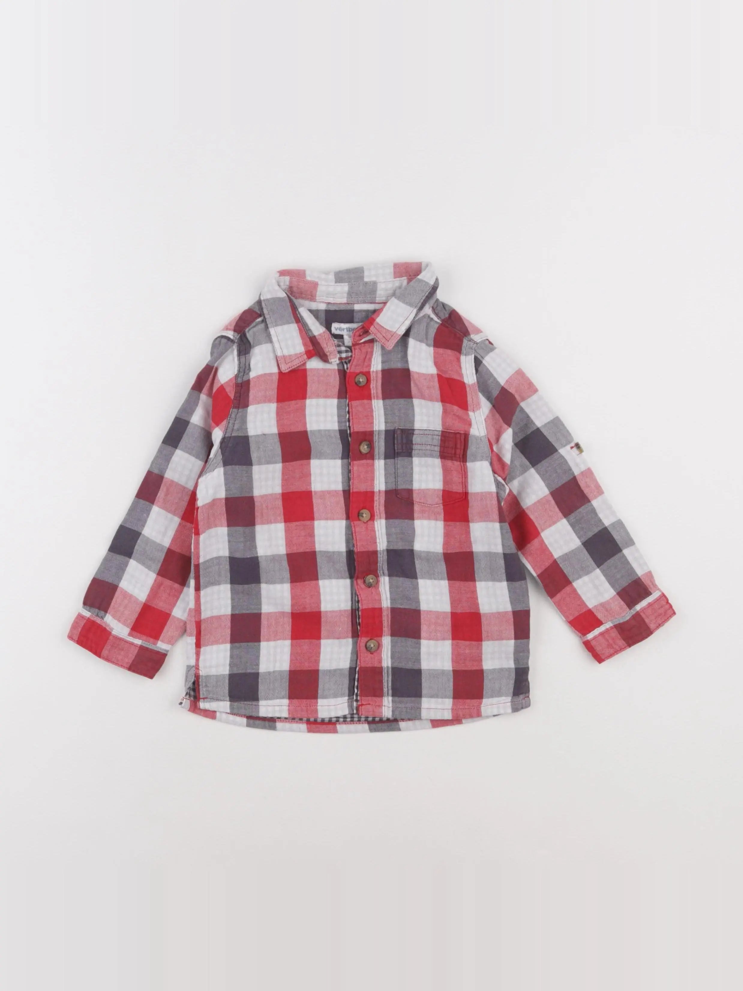 Vertbaudet - chemise rouge - 24 mois