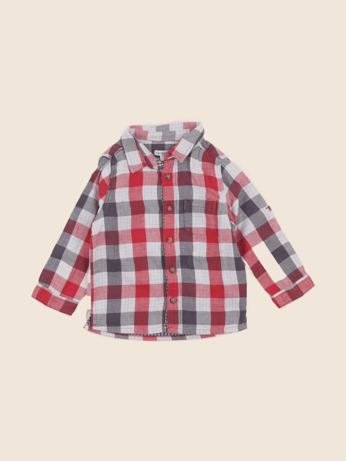 Vertbaudet - chemise rouge - 24 mois