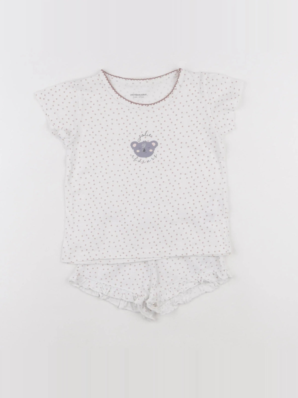 Vertbaudet - pyjama coton blanc, rose - 3 ans