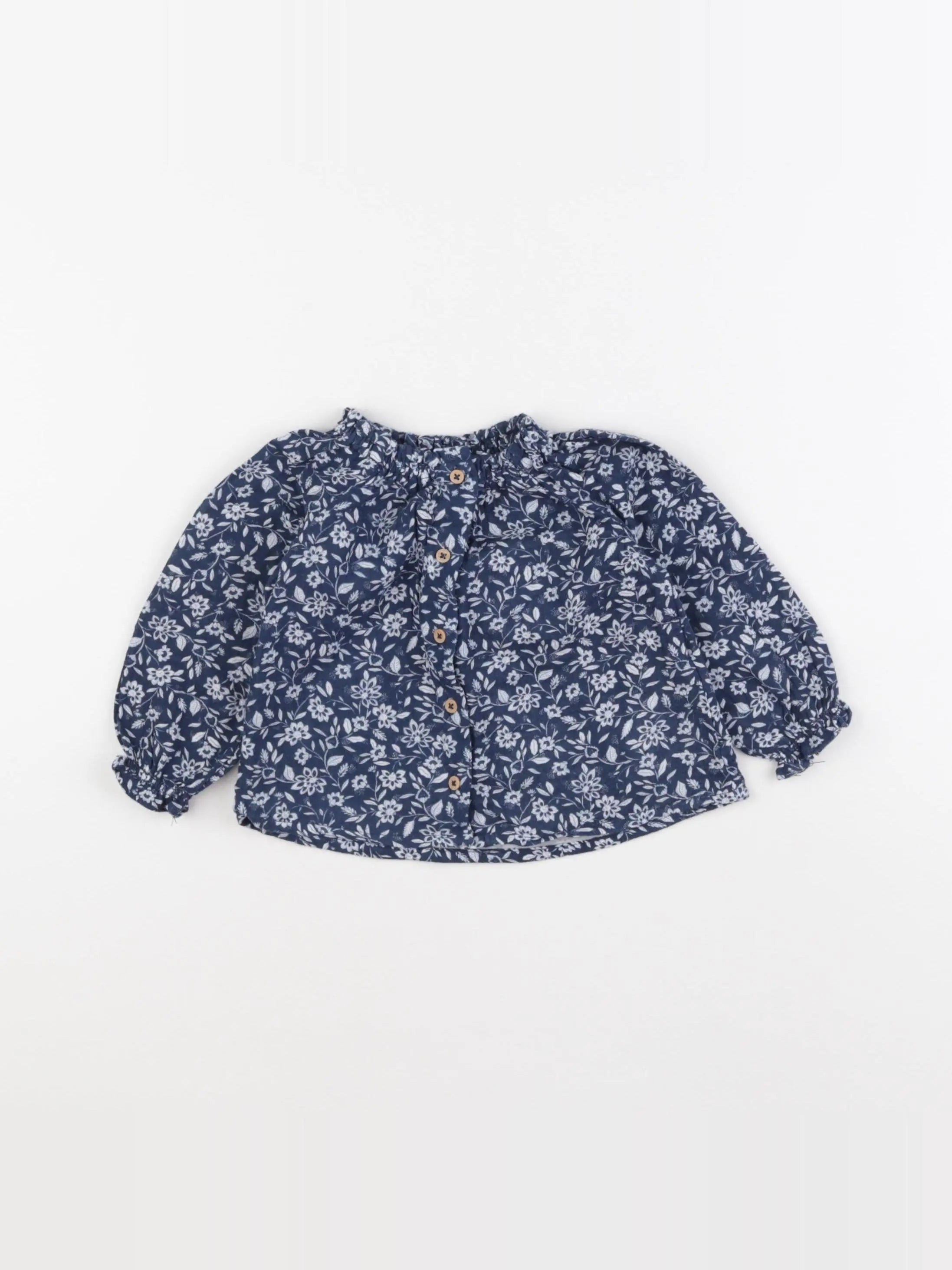Vertbaudet - blouse bleu, blanc - 6 mois