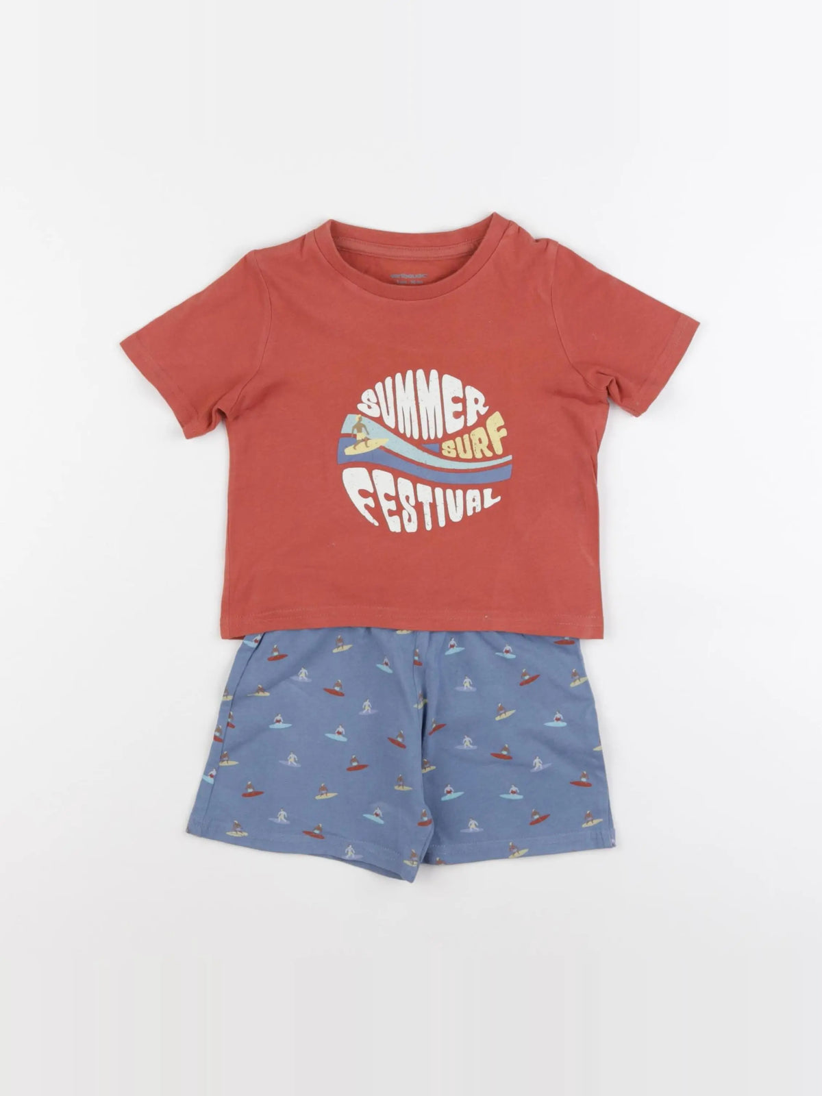 Vertbaudet - pyjama coton bleu, rouge - 2 ans