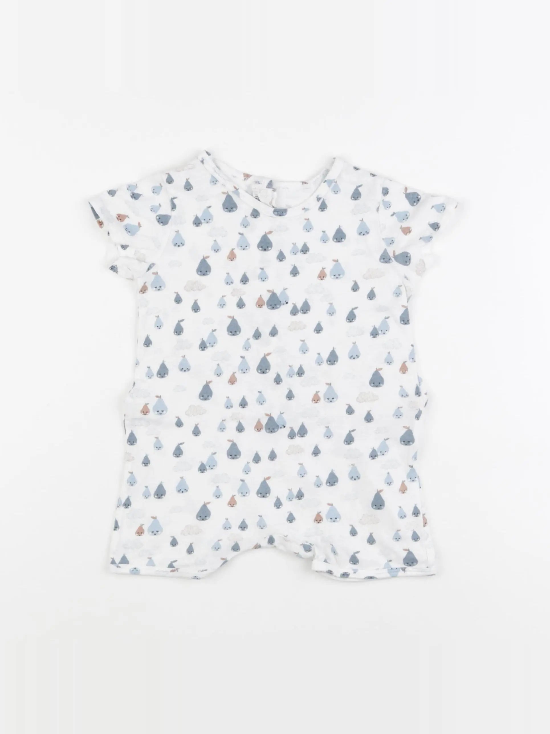 Vertbaudet - pyjama coton blanc, bleu - 12 mois