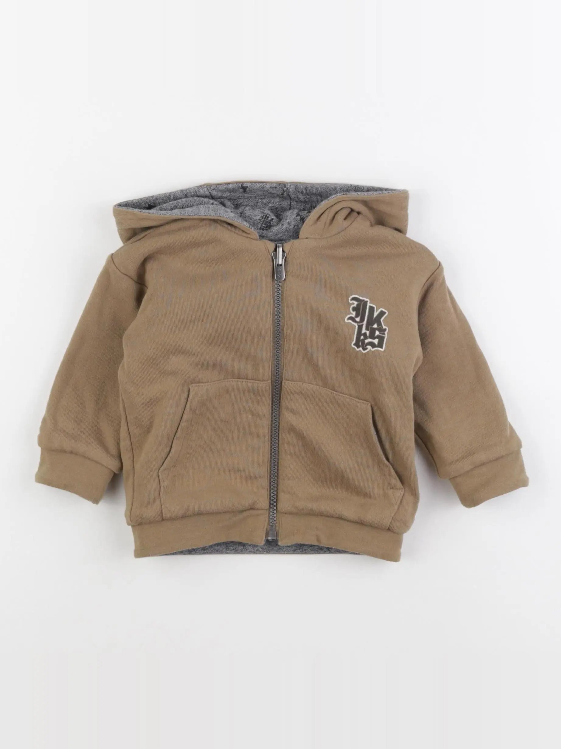 IKKS - sweat réversible gris, marron - 12 mois