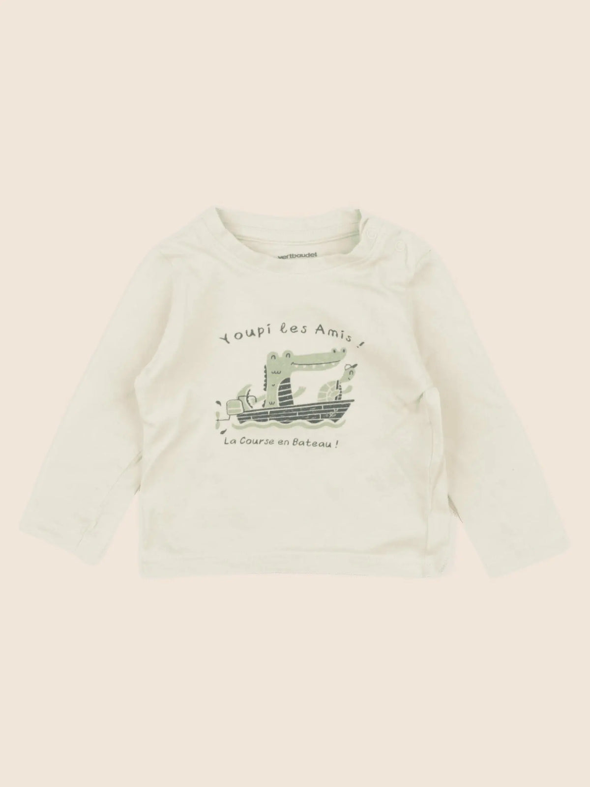 Vertbaudet - tee-shirt beige - 6 mois