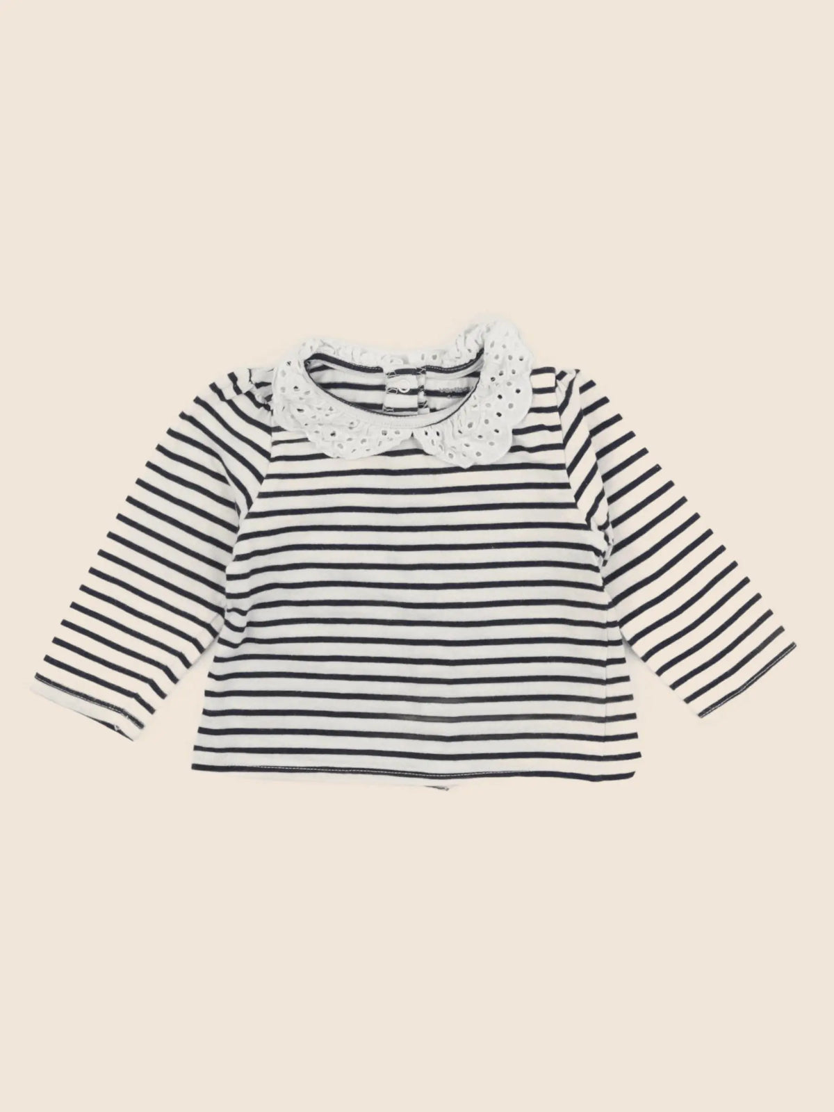 Vertbaudet - tee-shirt beige, bleu - 6 mois