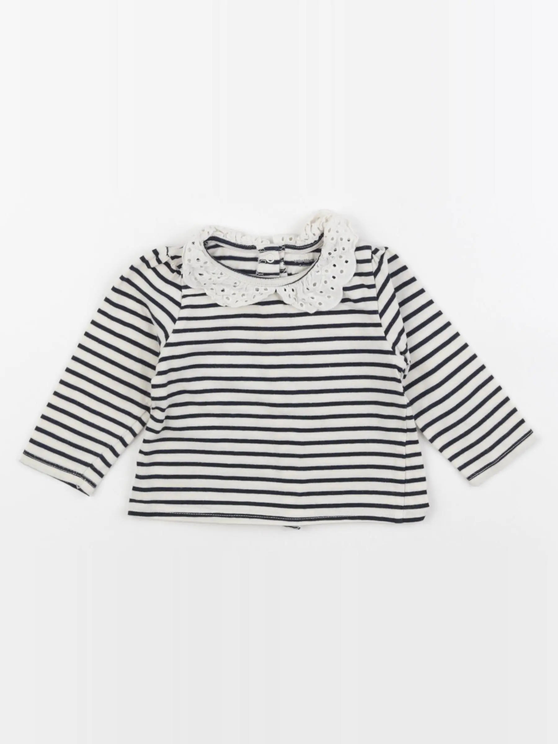 Vertbaudet - tee-shirt beige, bleu - 6 mois