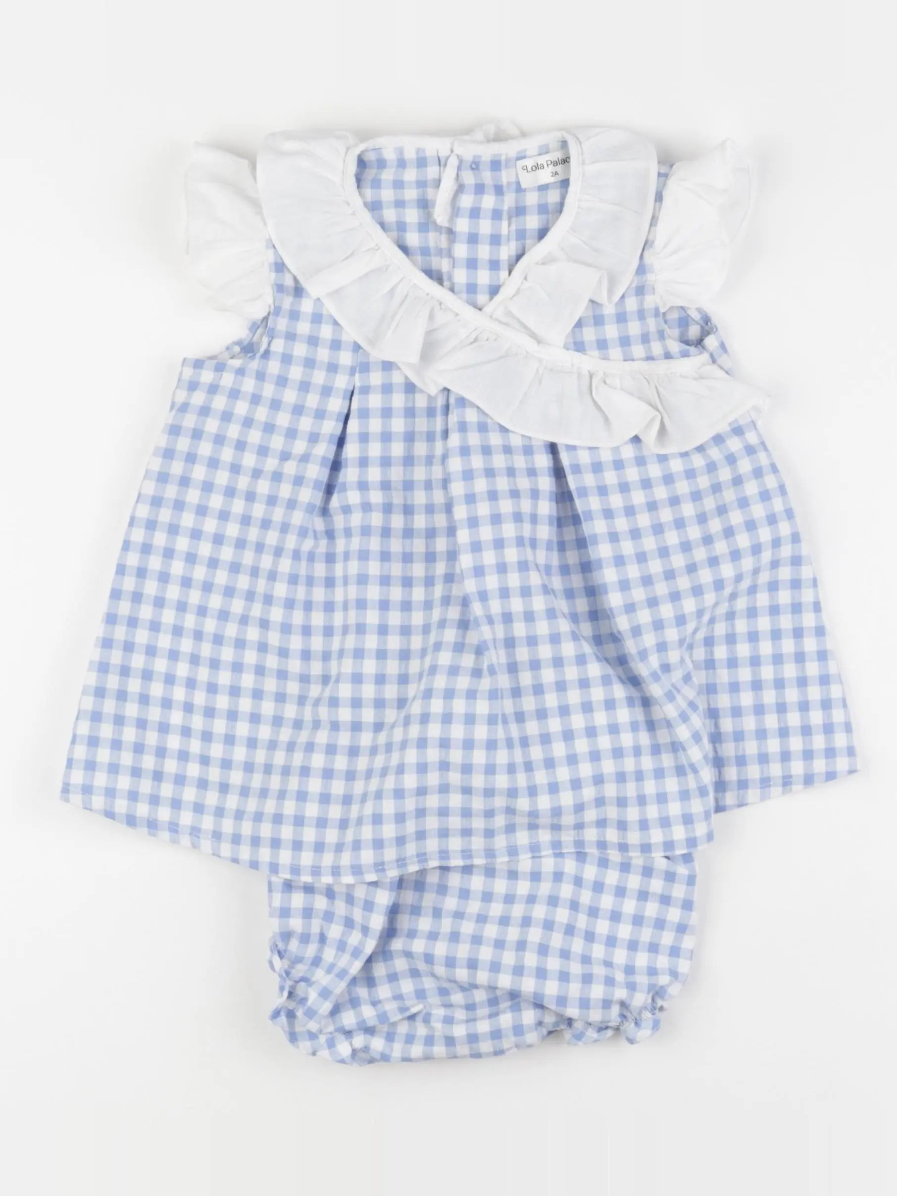 Lola Palacios - robe blanc, bleu - 2 ans