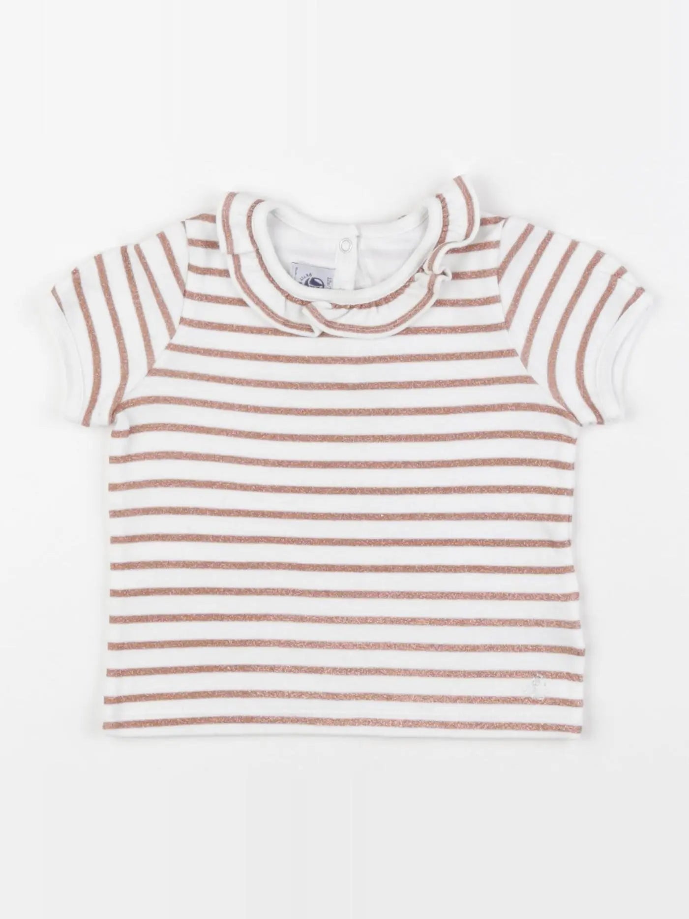 Petit Bateau - tee-shirt blanc, bronze - 12 mois