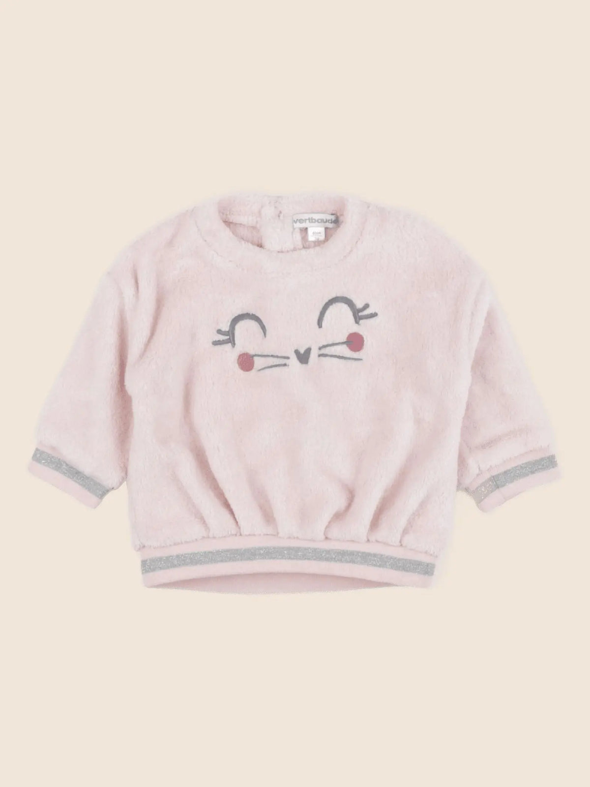 Vertbaudet - pull argent, rose - 3 mois