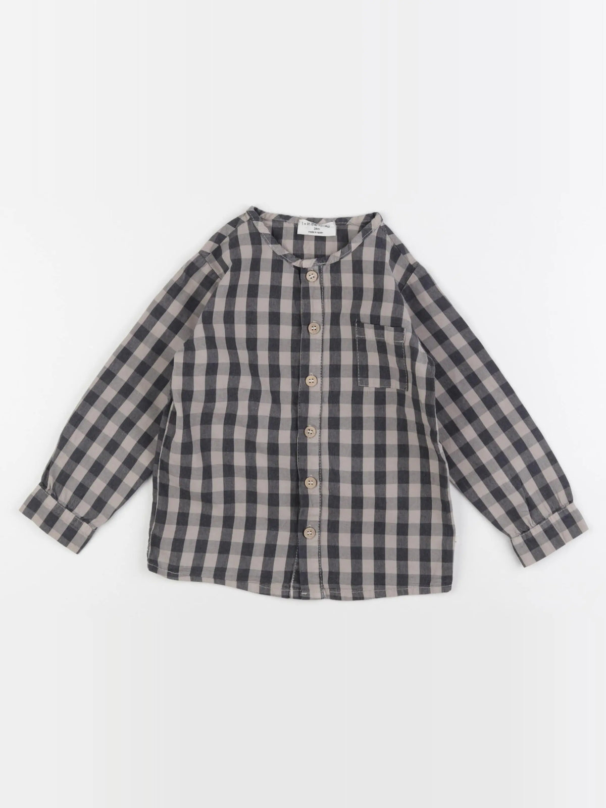 1+ In the family - chemise marron, gris - 24 mois