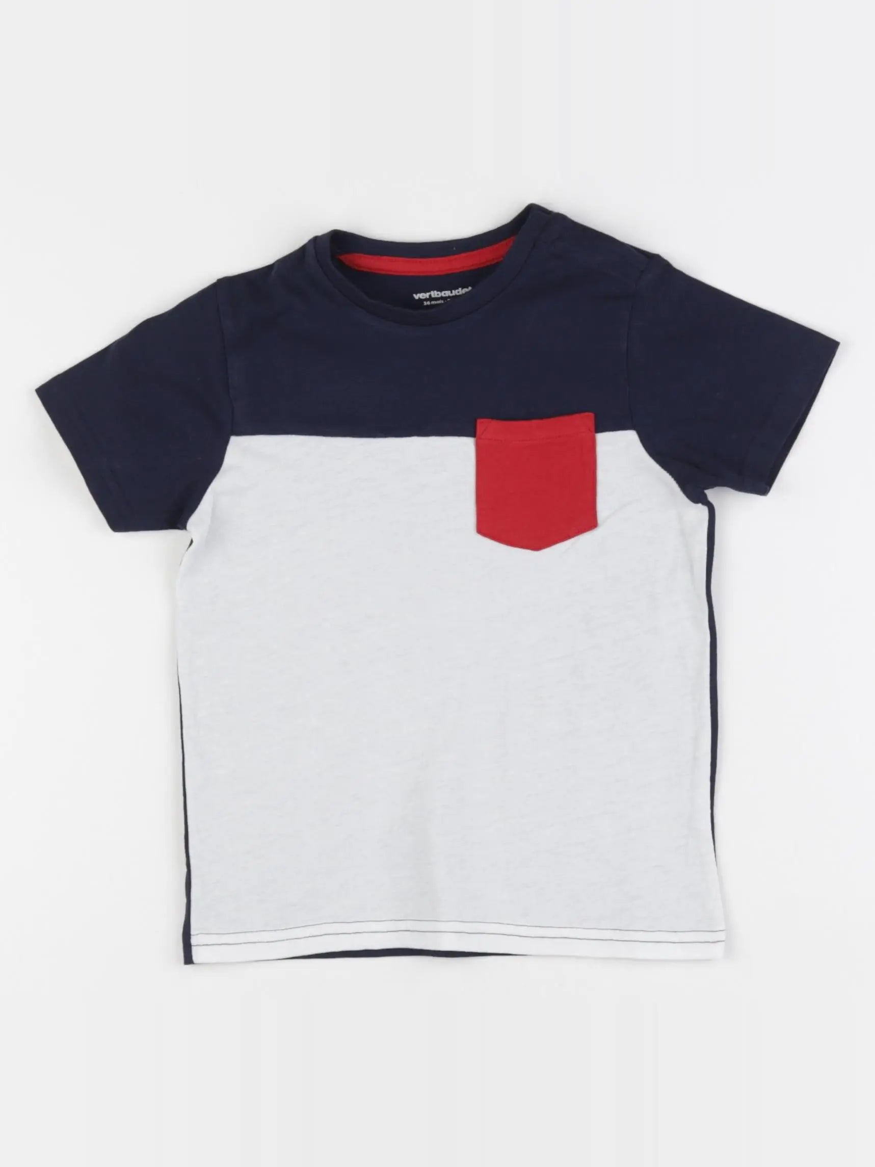 Vertbaudet - tee-shirt bleu, blanc - 36 mois