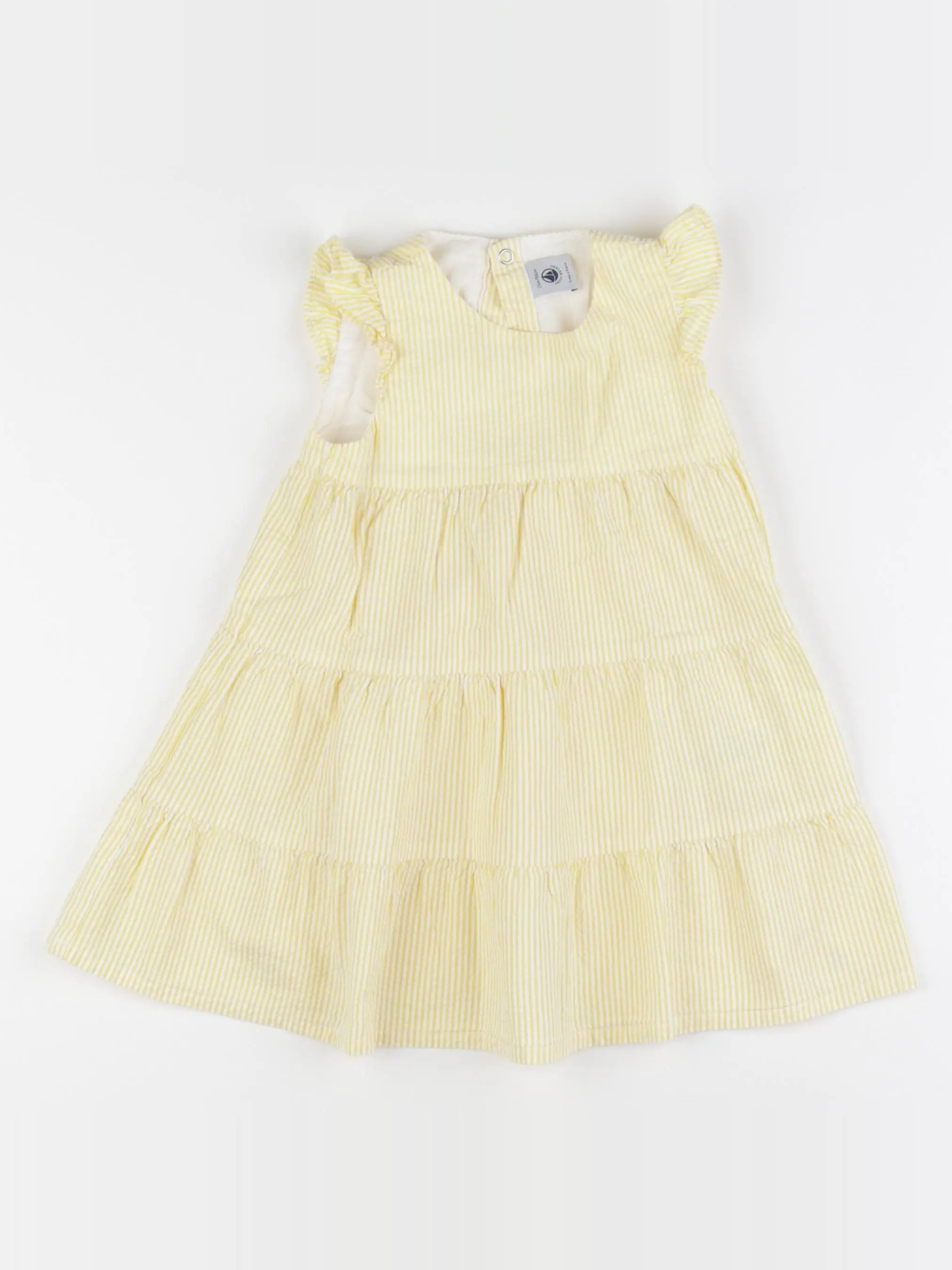 Petit Bateau - robe jaune, blanc - 24 mois
