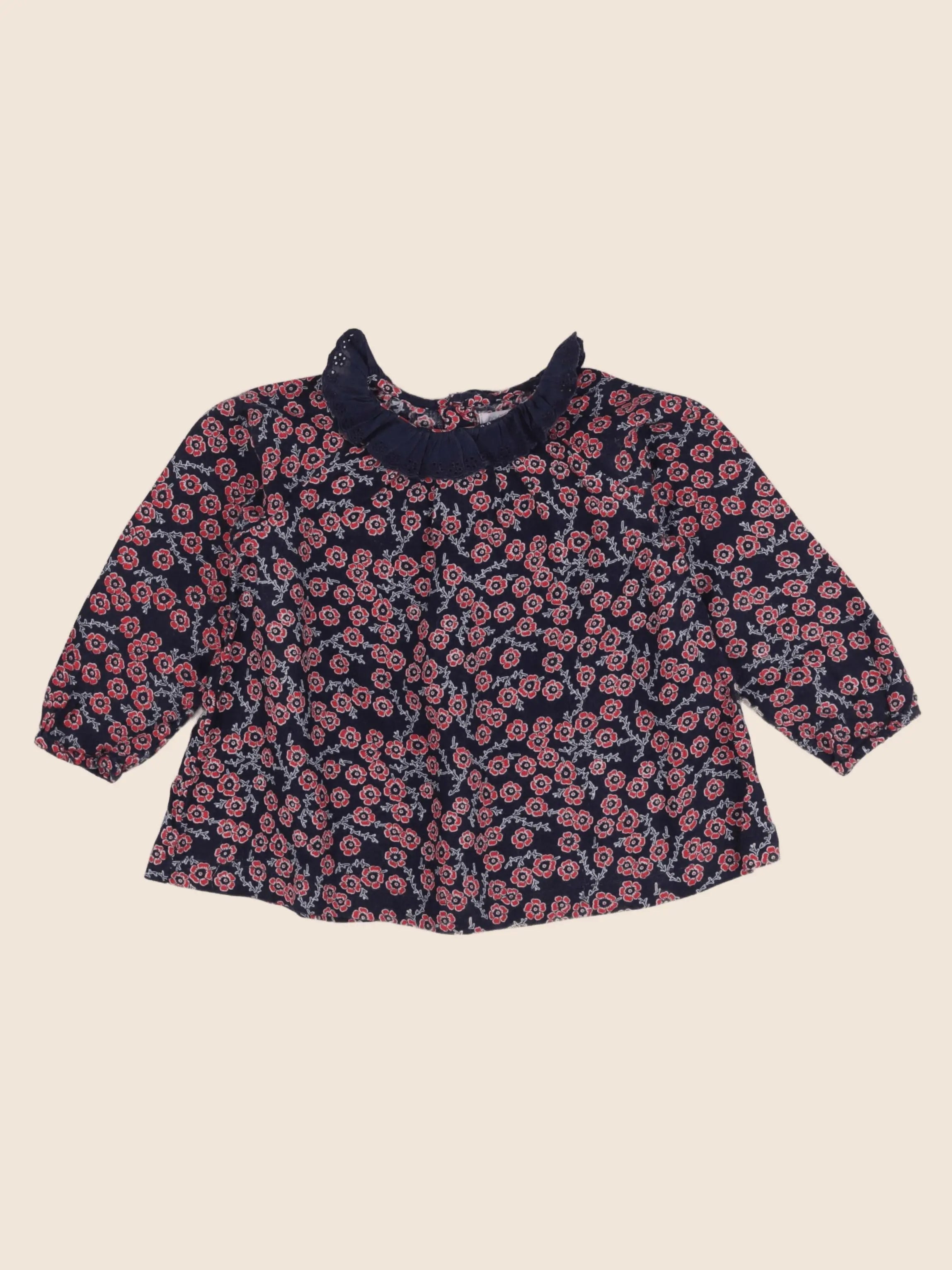 Boutchou - blouse bleu, rouge - 24 mois