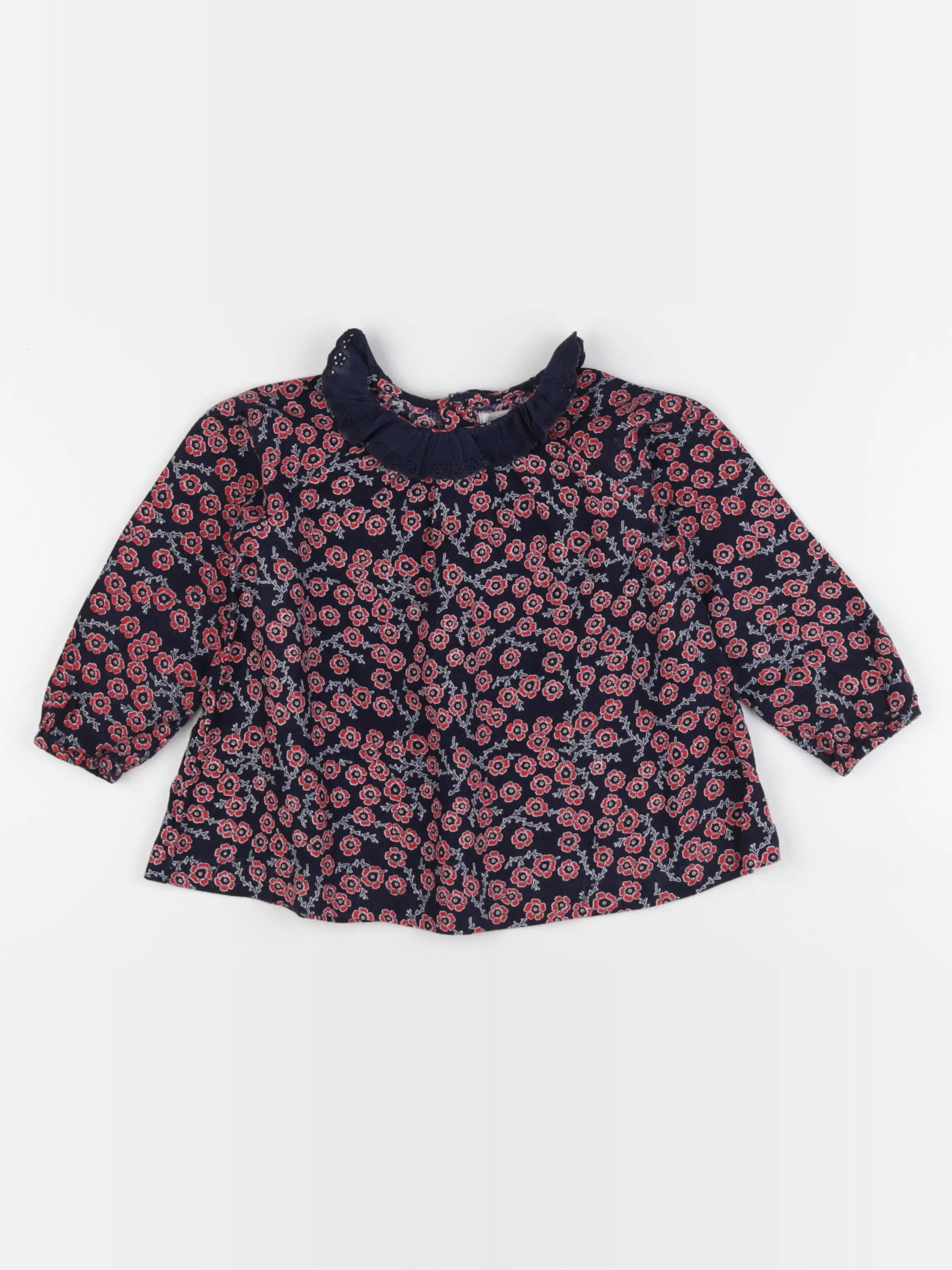 Boutchou - blouse bleu, rouge - 24 mois